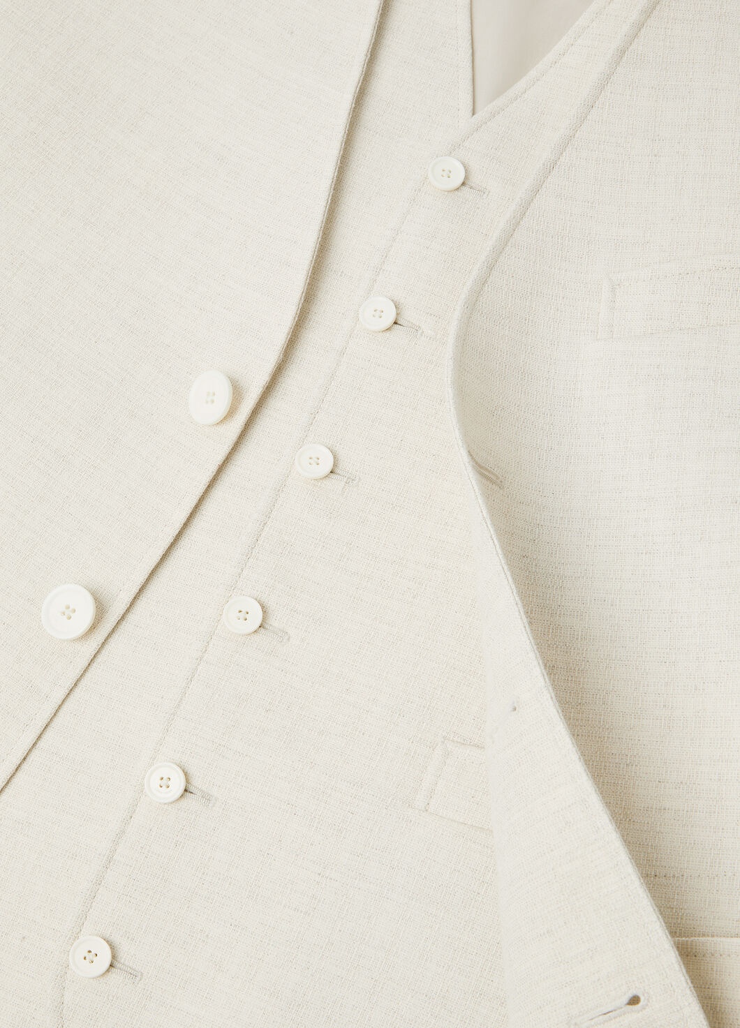LP Eduard Collarless Jacket Vest Set Cotton Linen Beige LP 에두아르드 무칼라 자켓 베스트 세트 코튼 리넨 베이지 3