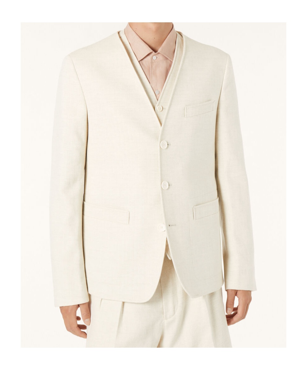 LP Eduard Collarless Jacket Vest Set Cotton Linen Beige LP 에두아르드 무칼라 자켓 베스트 세트 코튼 리넨 베이지 8