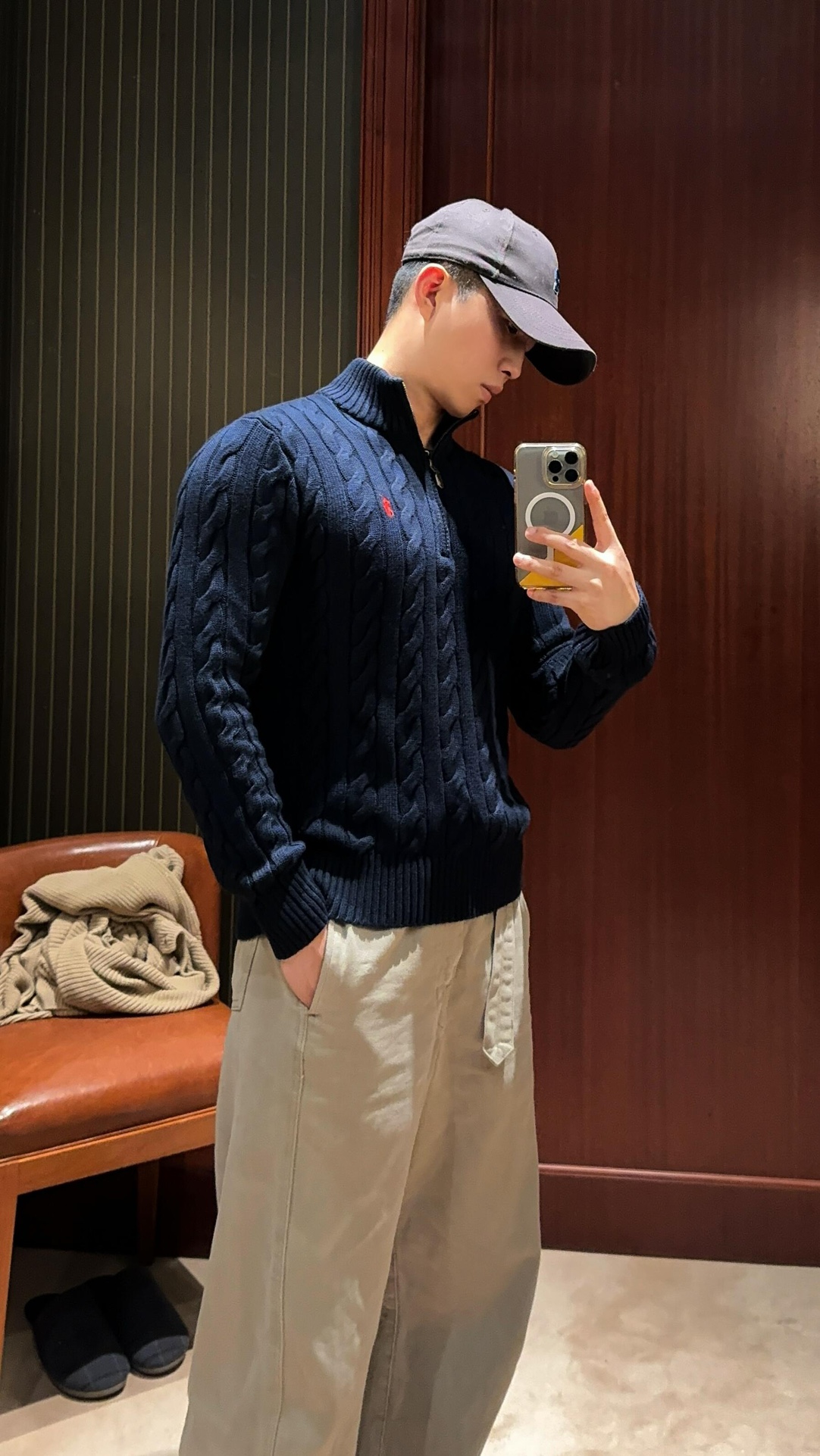 Ralph Lauren Cable Knit Half Zip Sweater Navy 랄프로렌 케이블 니트 하프 집업 스웨터 네이비 1