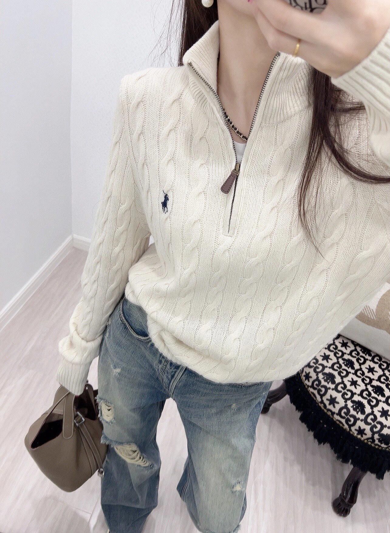 Ralph Lauren Cable Knit Half Zip Sweater Navy 랄프로렌 케이블 니트 하프 집업 스웨터 네이비 1