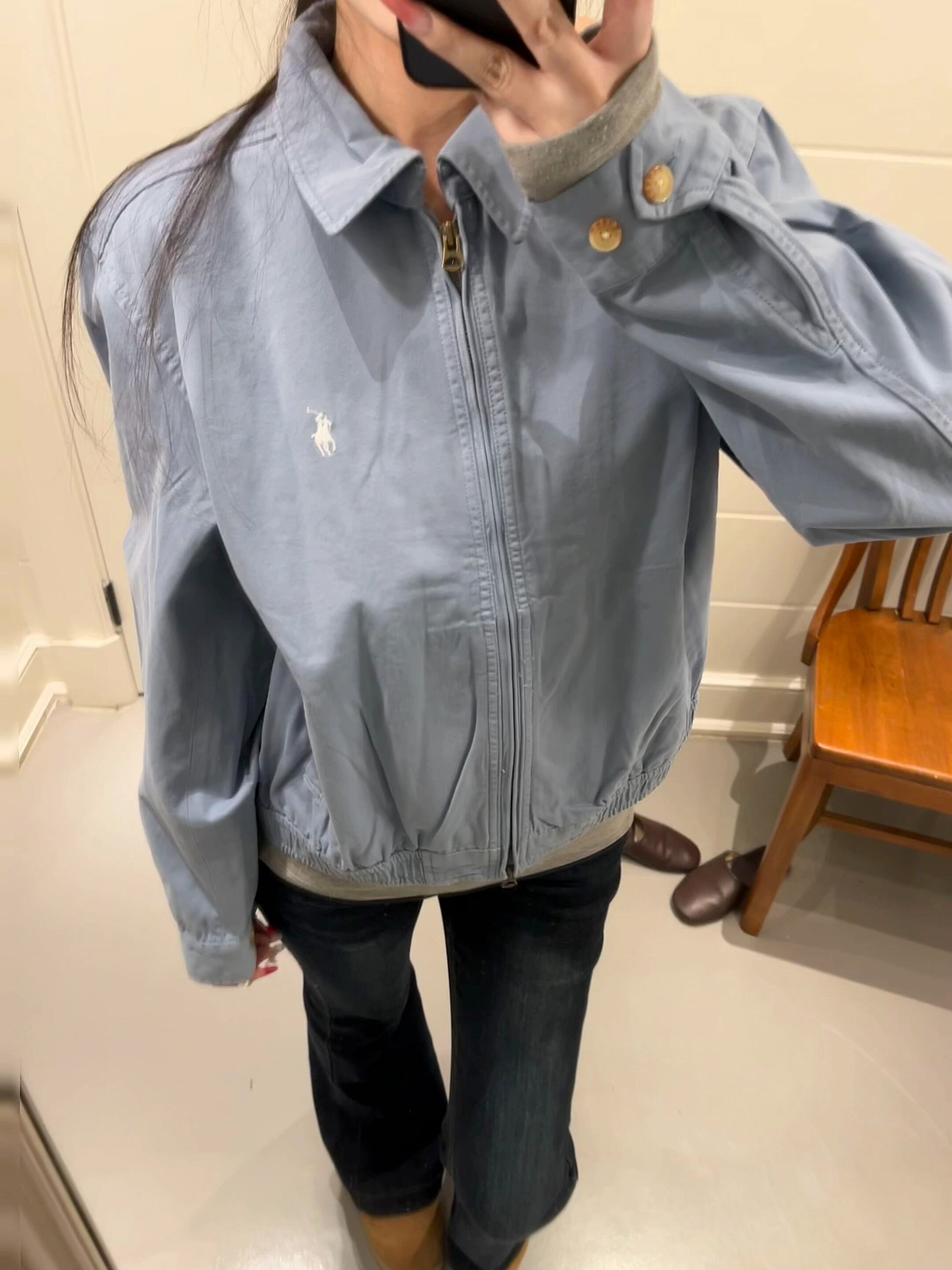 Ralph Lauren Embroidered Logo Zip-Up Jacket Cloud Blue 랄프로렌 자수 로고 집업 자켓 클라우드 블루 1