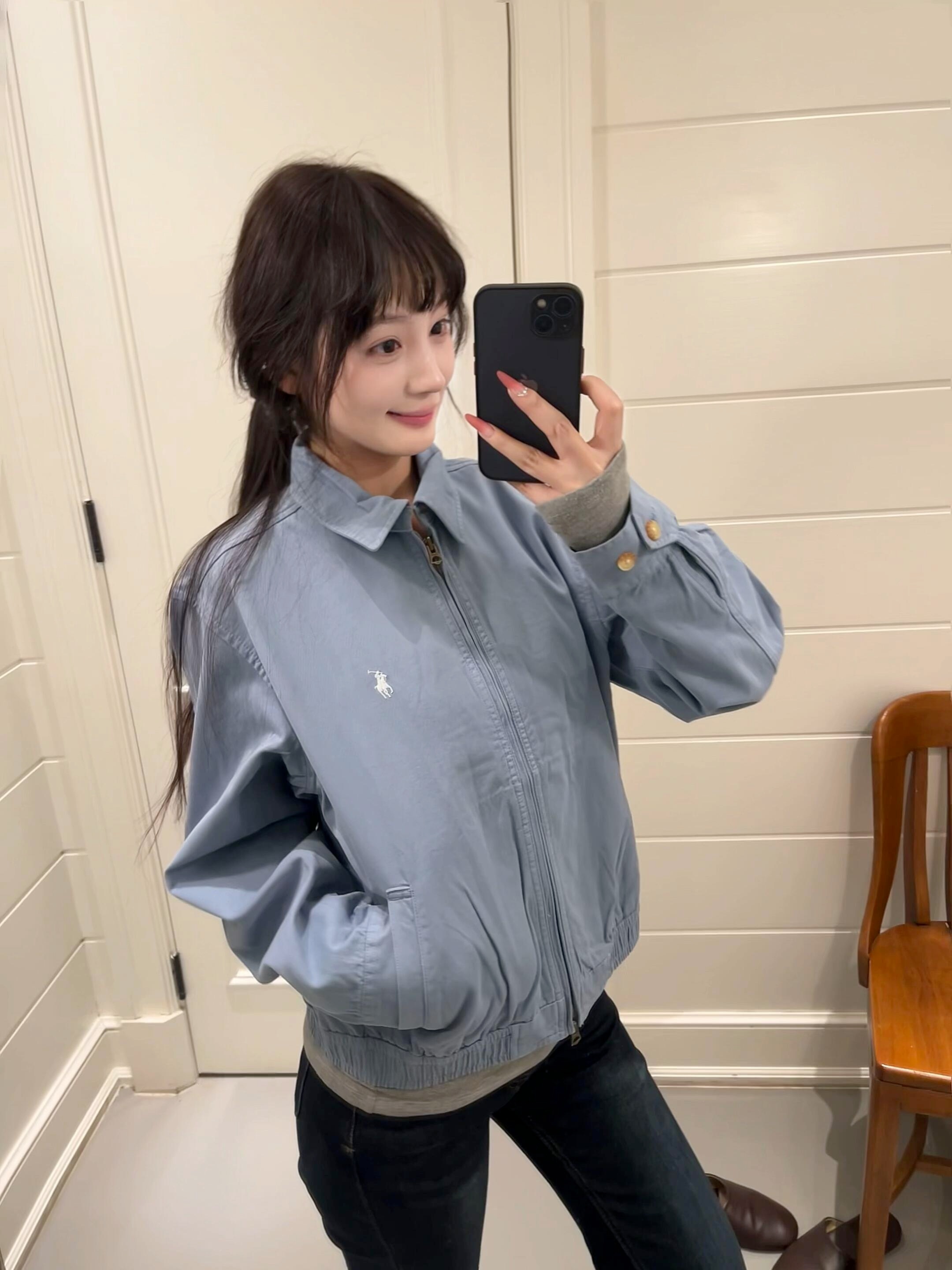 Ralph Lauren Embroidered Logo Zip-Up Jacket Cloud Blue 랄프로렌 자수 로고 집업 자켓 클라우드 블루 2