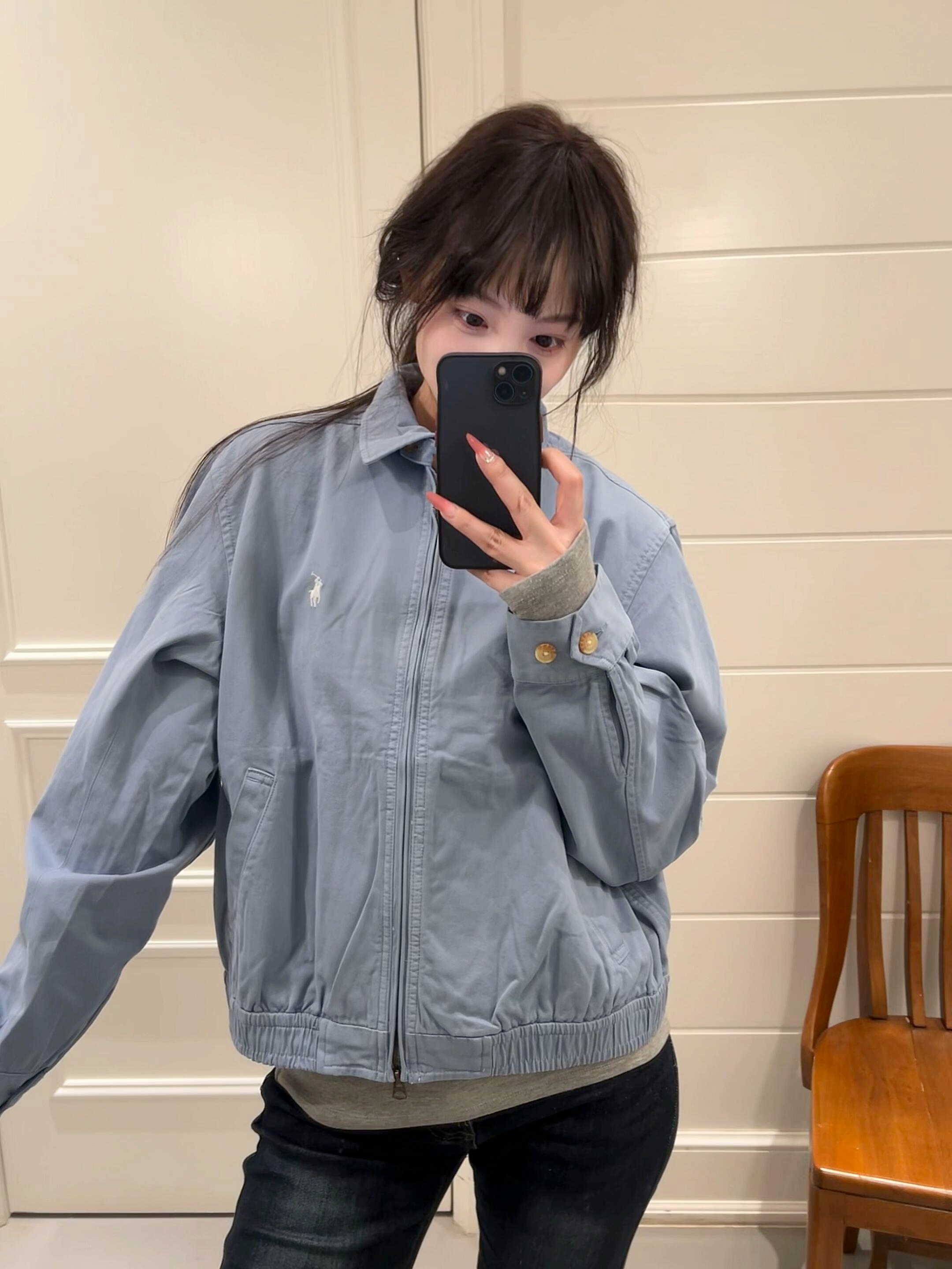 Ralph Lauren Embroidered Logo Zip-Up Jacket Cloud Blue 랄프로렌 자수 로고 집업 자켓 클라우드 블루 3