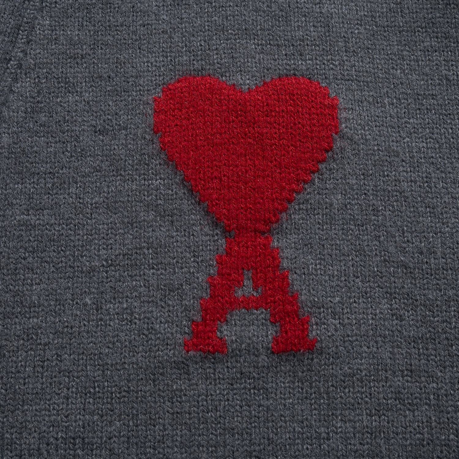 AMI Paris Heart Jacquard Merino Wool Cardigan Ivory Red 아미 파리 하트 자카드 메리노 울 가디건 아이보리 레드 8