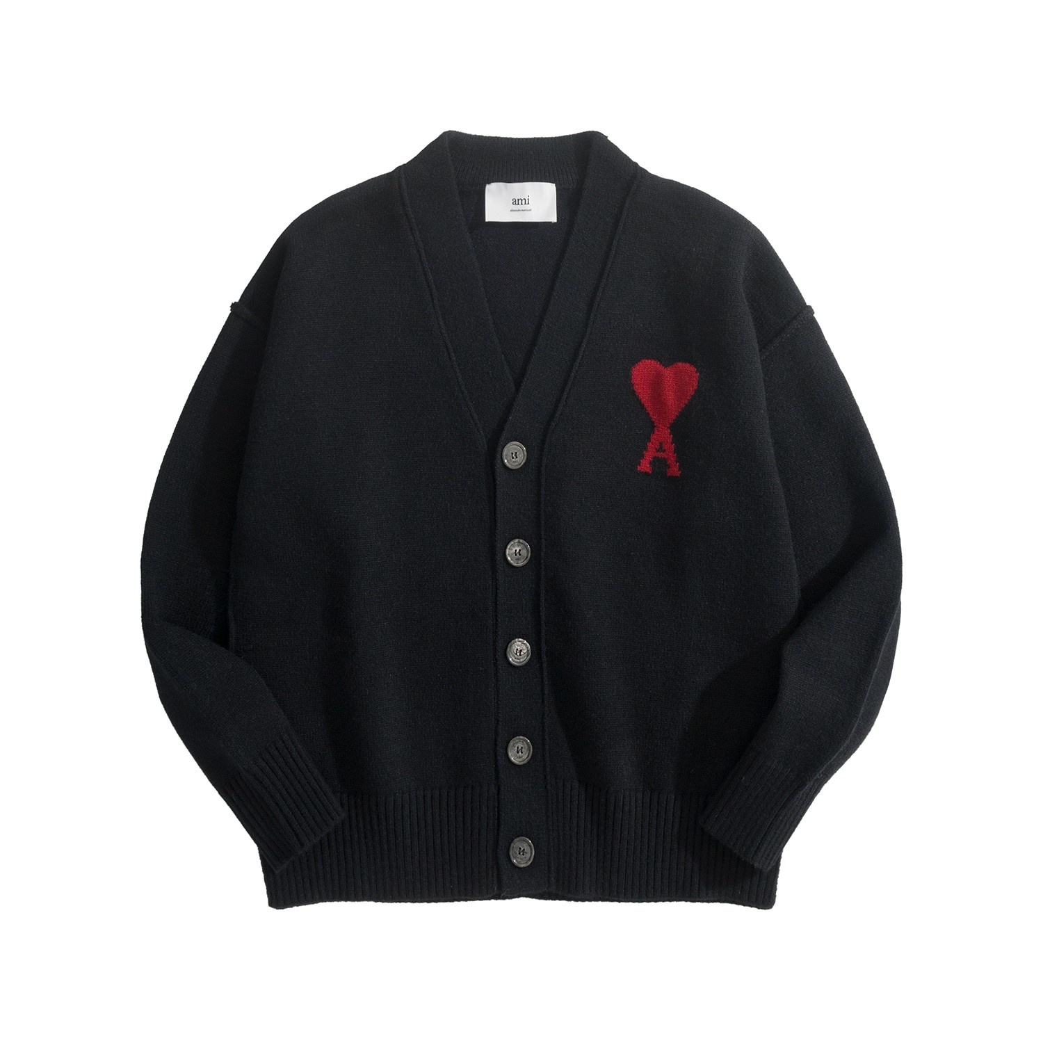 AMI Paris Heart Jacquard Merino Wool Cardigan Ivory Red 아미 파리 하트 자카드 메리노 울 가디건 아이보리 레드 6