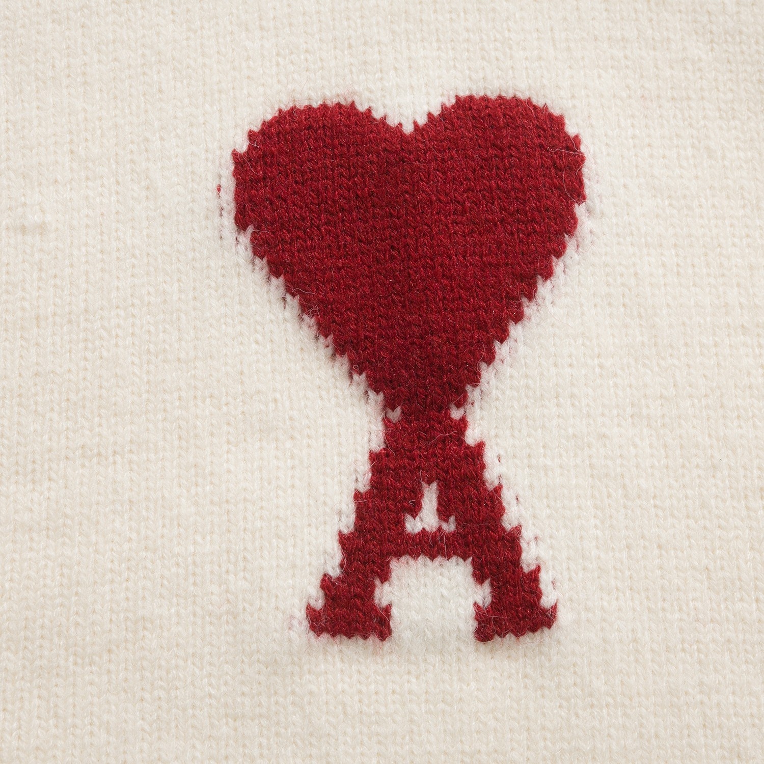 AMI Paris Heart Jacquard Merino Wool Cardigan Ivory Red 아미 파리 하트 자카드 메리노 울 가디건 아이보리 레드 9
