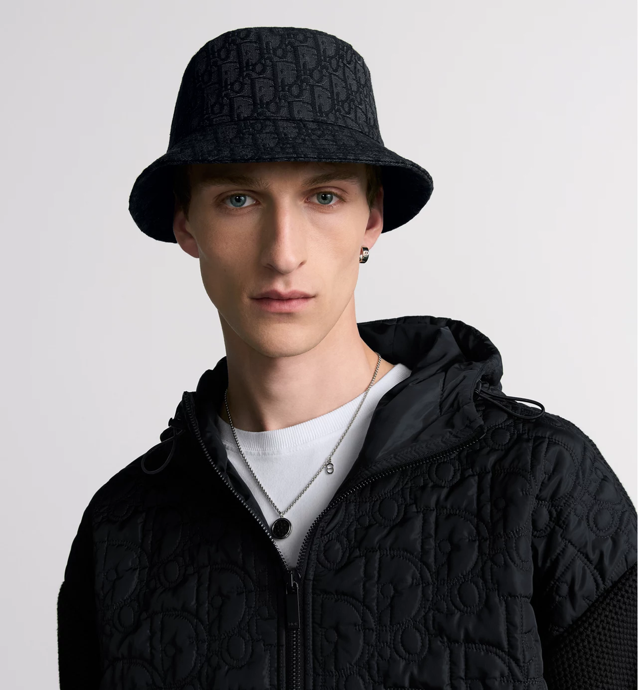 Dior Oblique Embroidery Knit Cotton Padded Hooded Jacket Black 디올 오블리크 자수 니트 코튼 패딩 후드 자켓 블랙 4