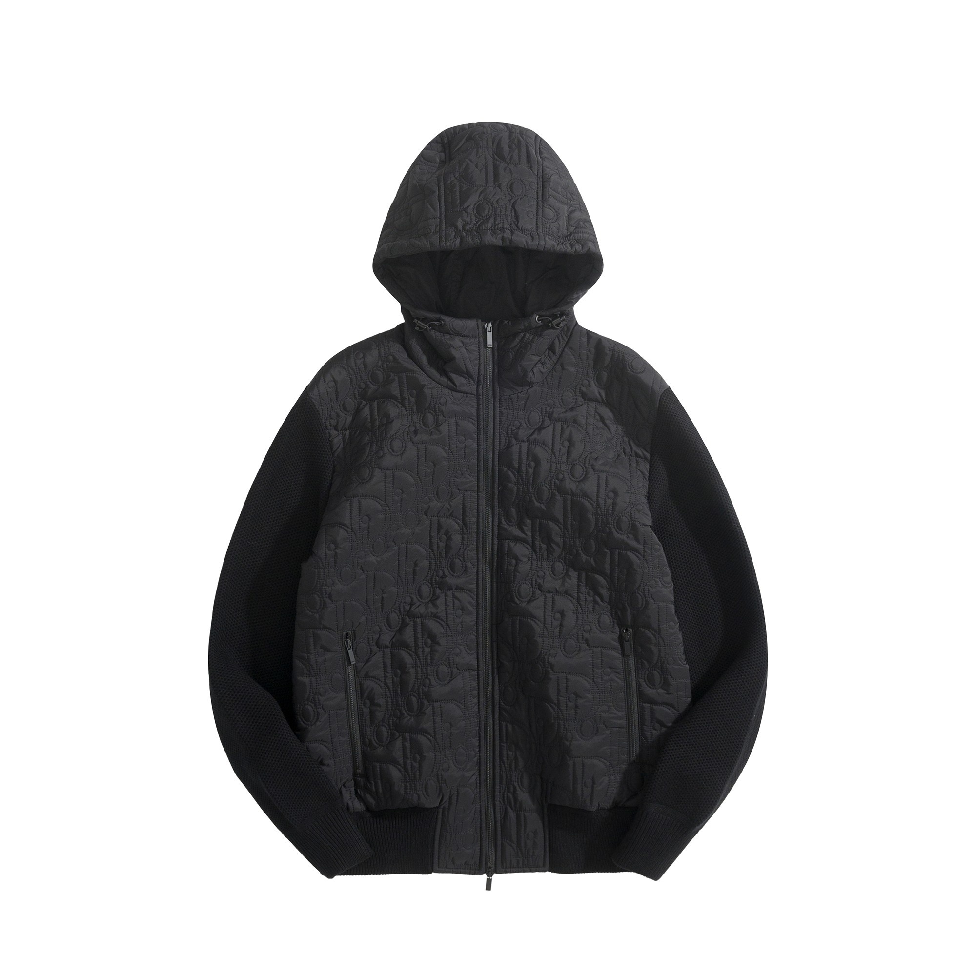 Dior Oblique Embroidery Knit Cotton Padded Hooded Jacket Black 디올 오블리크 자수 니트 코튼 패딩 후드 자켓 블랙 5