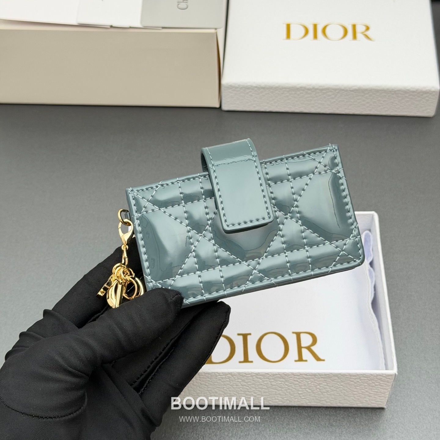 Bottega Veneta Lady Jasmine Card Case S0074 Cloud Blue Patent Leather Intrecciato Card Wallet 보테가베네타 레이디 재스민 카드케이스 S0074 클라우드 블루 페이턴트 레더 인트레치아토 카드지갑 10cm 7