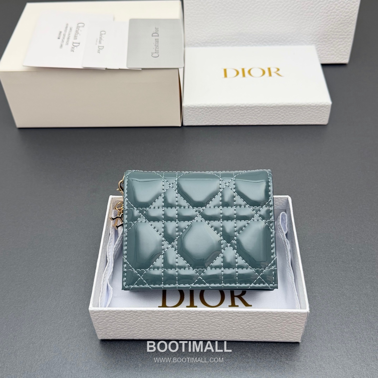 Dior Lady Gardenia Mini Cloud Blue Patent Leather Wallet 디올 레이디 가드니아 미니 S0178 클라우드 블루 페이턴트 레더 반지갑 11cm 1