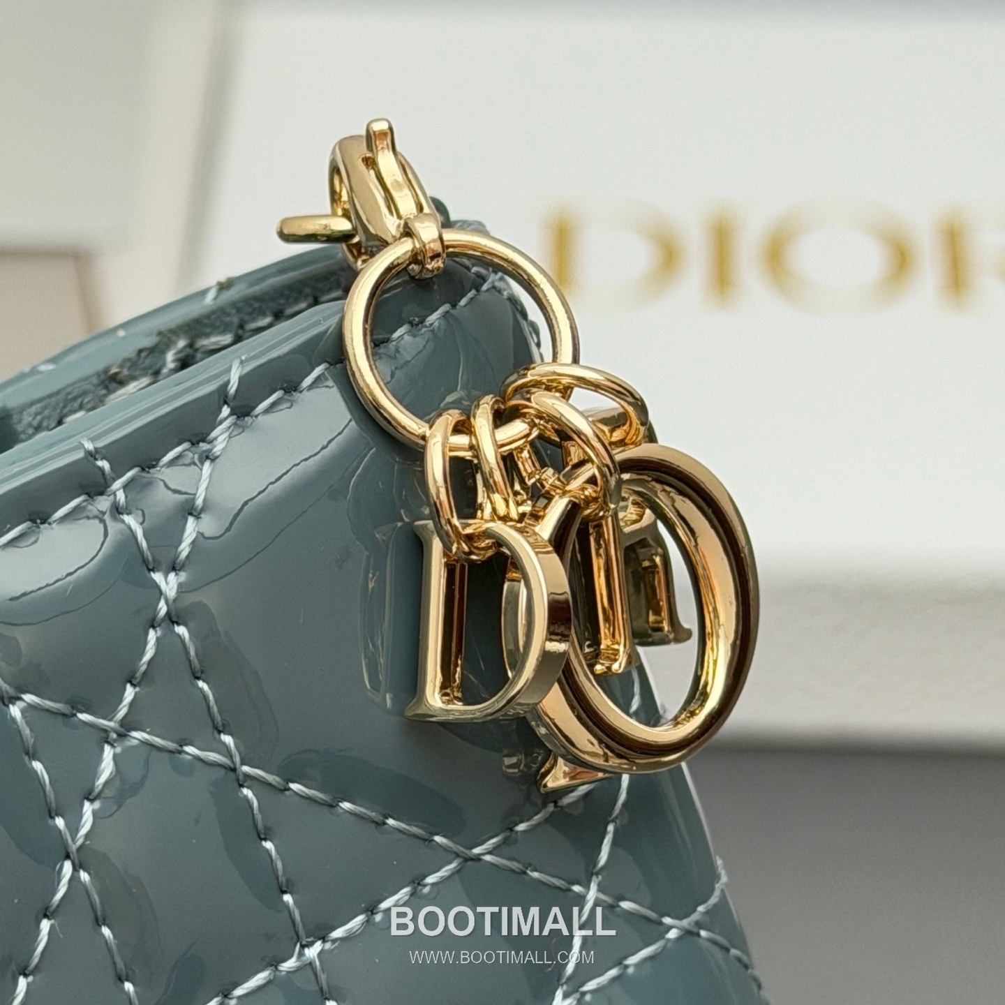 Dior Lady Gardenia Mini Cloud Blue Patent Leather Wallet 디올 레이디 가드니아 미니 S0178 클라우드 블루 페이턴트 레더 반지갑 11cm 3