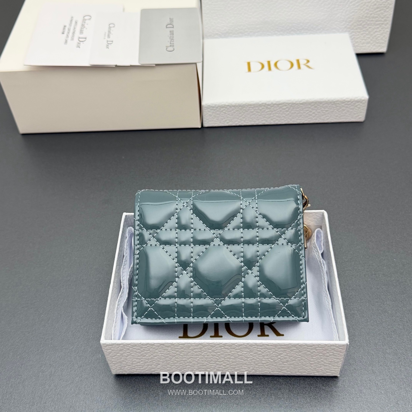 Dior Lady Gardenia Mini Cloud Blue Patent Leather Wallet 디올 레이디 가드니아 미니 S0178 클라우드 블루 페이턴트 레더 반지갑 11cm 4