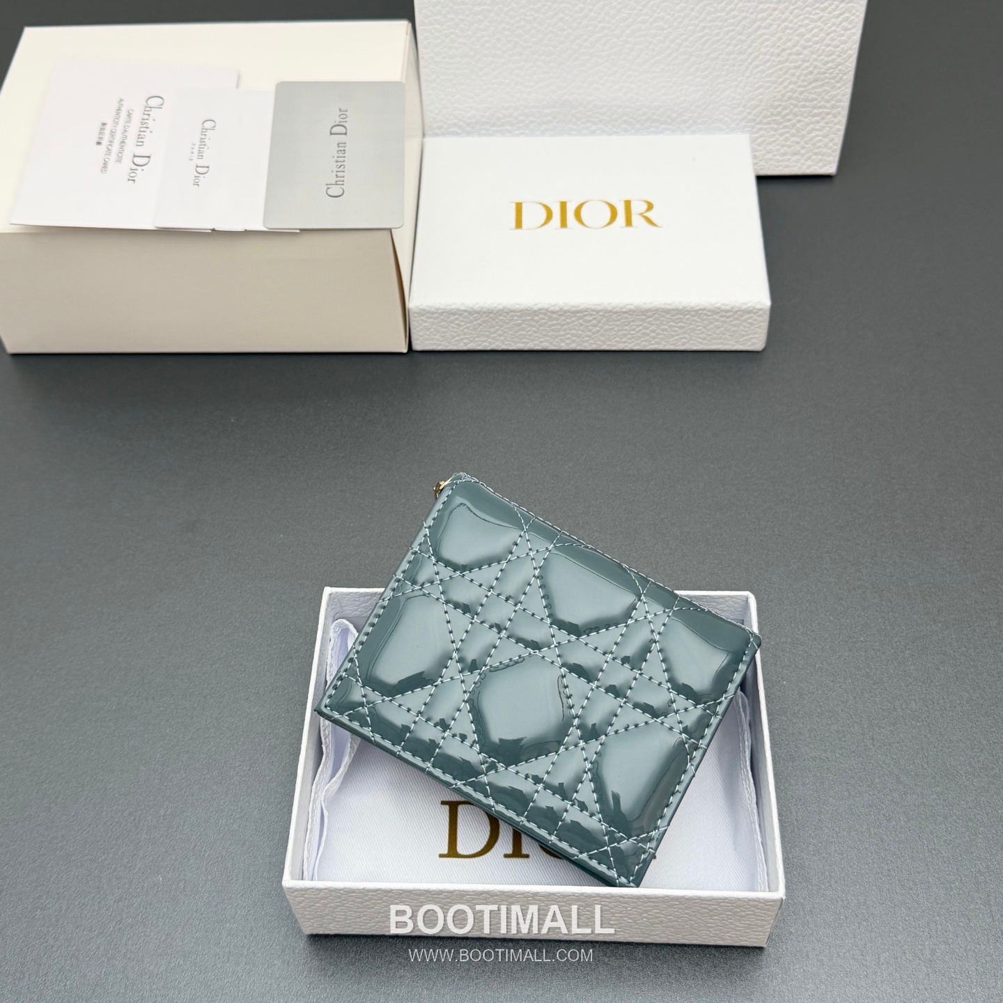 Dior Lady Gardenia Mini Cloud Blue Patent Leather Wallet 디올 레이디 가드니아 미니 S0178 클라우드 블루 페이턴트 레더 반지갑 11cm 5
