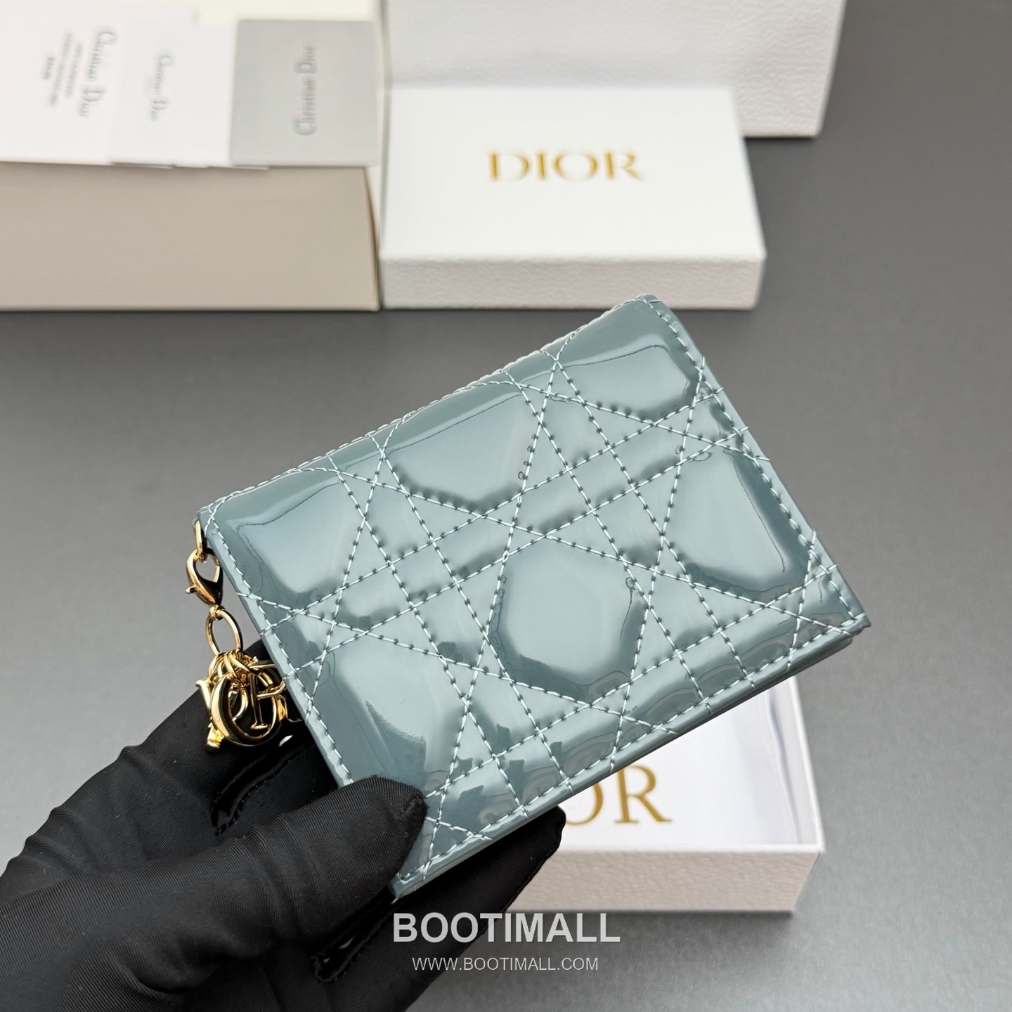 Dior Lady Gardenia Mini Cloud Blue Patent Leather Wallet 디올 레이디 가드니아 미니 S0178 클라우드 블루 페이턴트 레더 반지갑 11cm 6