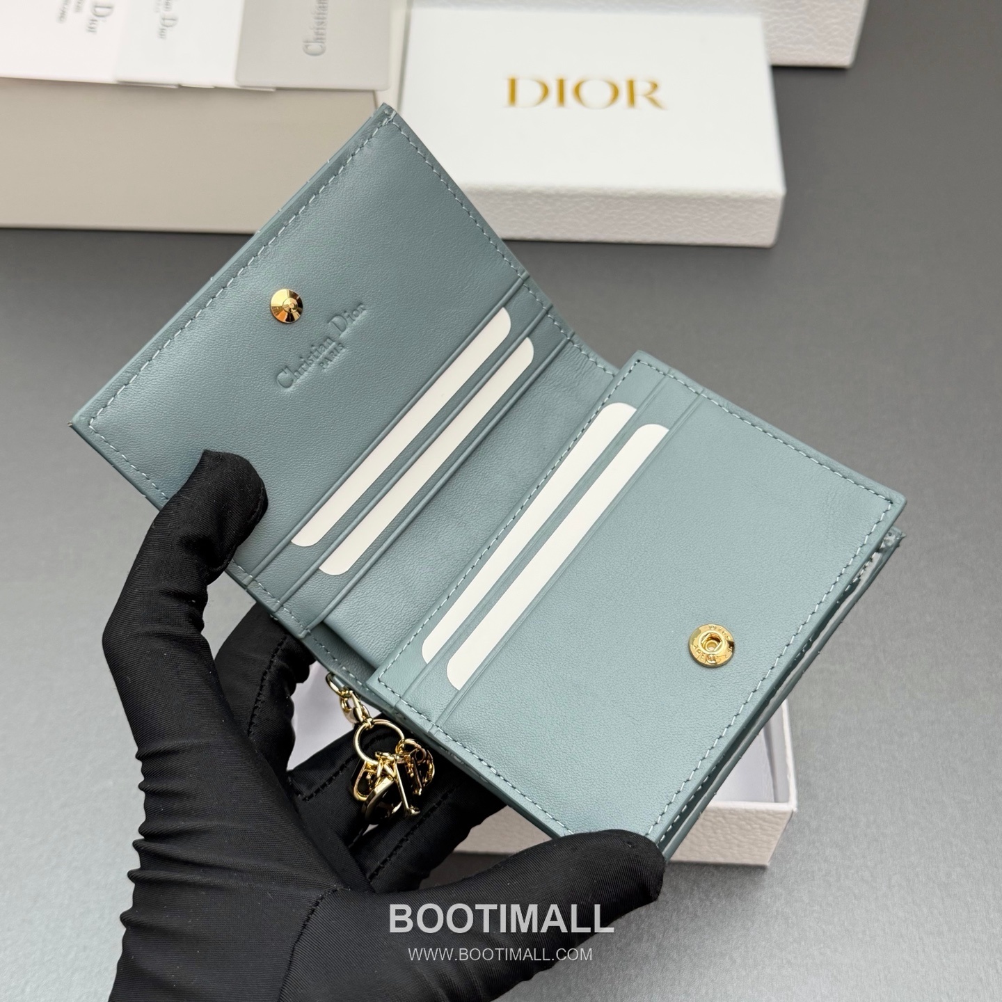Dior Lady Gardenia Mini Cloud Blue Patent Leather Wallet 디올 레이디 가드니아 미니 S0178 클라우드 블루 페이턴트 레더 반지갑 11cm 7