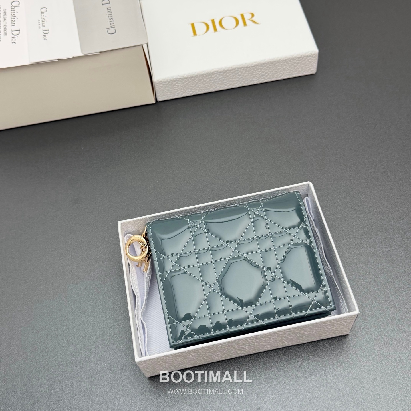 Dior Lady Gardenia Mini Cloud Blue Patent Leather Wallet 디올 레이디 가드니아 미니 S0178 클라우드 블루 페이턴트 레더 반지갑 11cm 9