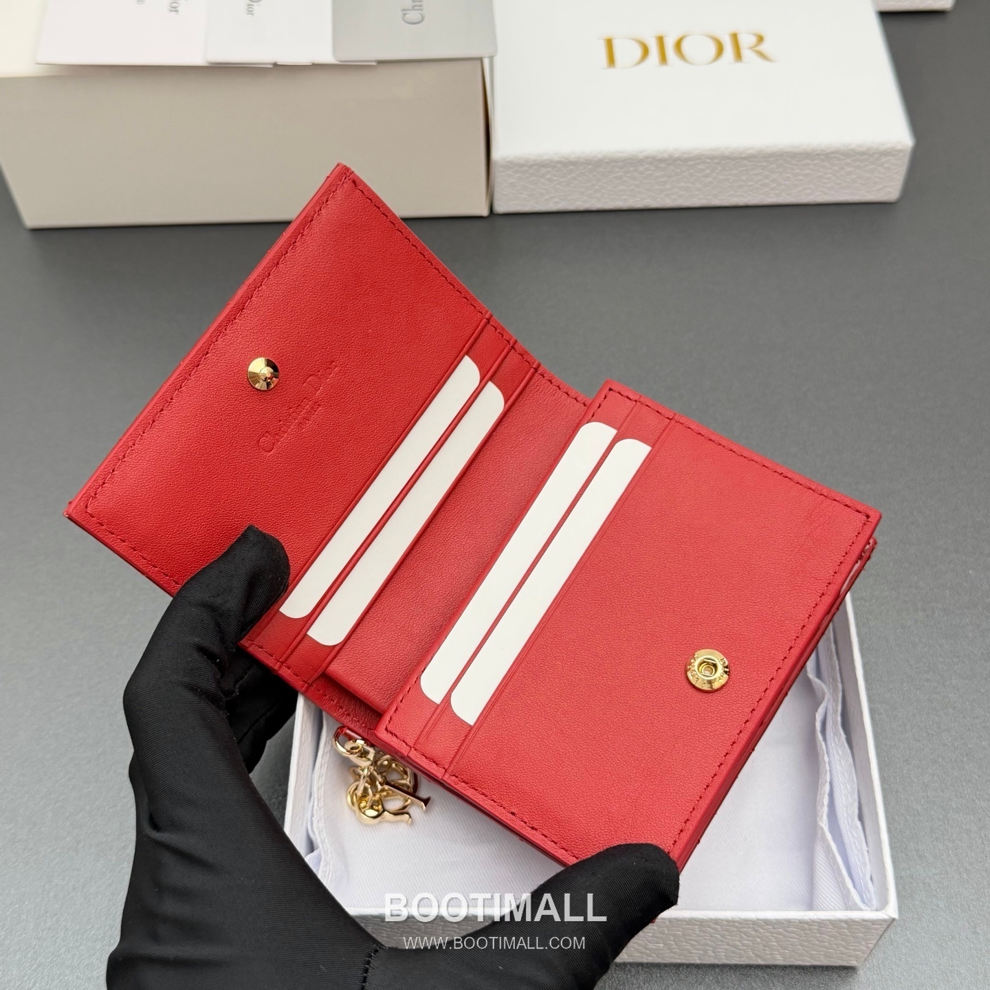 Dior Lady Gardenia Mini Wallet Pomegranate Red Patent Calfskin Cannage Wallet 디올 레이디 가드니아 미니 월렛 S0178 석류 레드 페이턴트 카프스킨 캐나쥬 반지갑 11cm 6