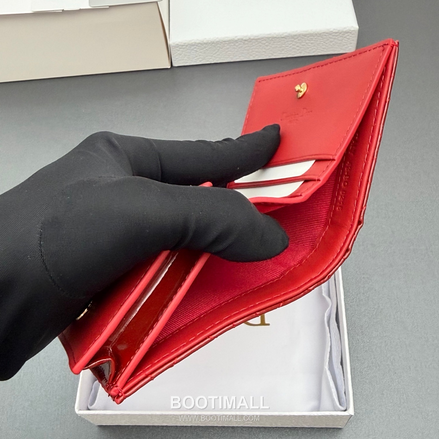 Dior Lady Gardenia Mini Wallet Pomegranate Red Patent Calfskin Cannage Wallet 디올 레이디 가드니아 미니 월렛 S0178 석류 레드 페이턴트 카프스킨 캐나쥬 반지갑 11cm 7