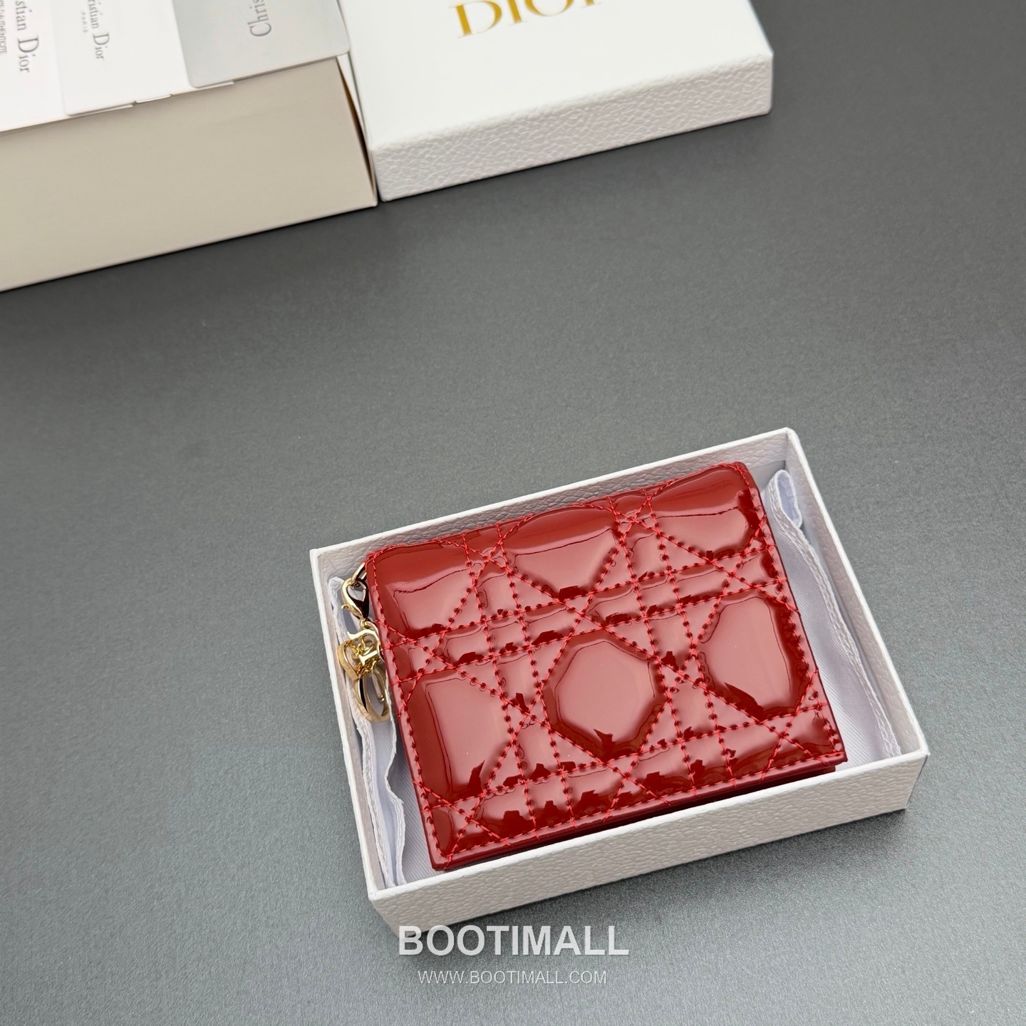 Dior Lady Gardenia Mini Wallet Pomegranate Red Patent Calfskin Cannage Wallet 디올 레이디 가드니아 미니 월렛 S0178 석류 레드 페이턴트 카프스킨 캐나쥬 반지갑 11cm 9