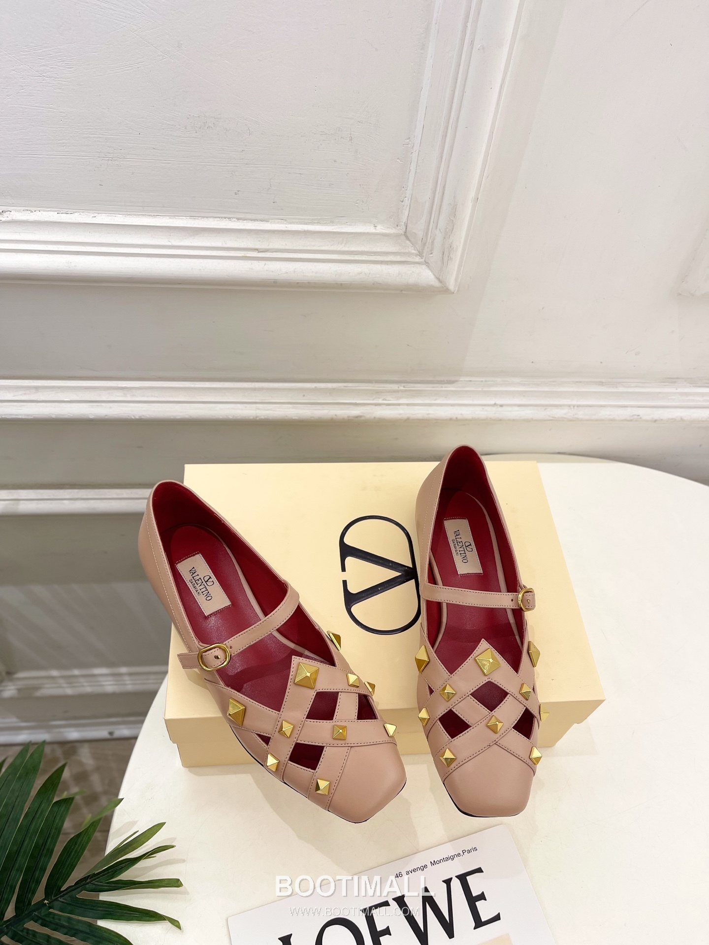 Valentino Garavani Roman Stud Studdy Ballet Flat Lambskin Gold V Buckle Shoes 발렌티노 가라바니 로만 스터드 스터디 발레 플랫 램스킨 골드 V 버클 슈즈 4