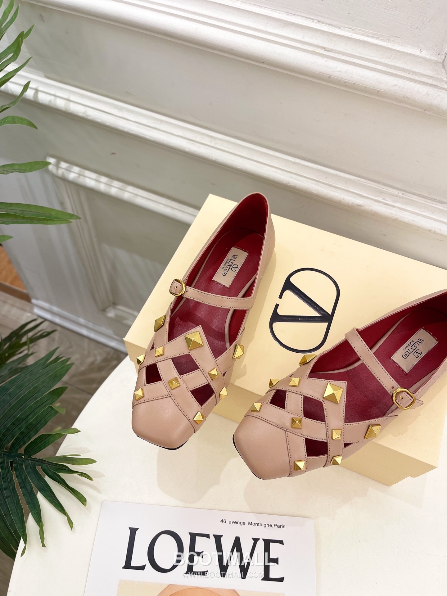 Valentino Garavani Roman Stud Studdy Ballet Flat Lambskin Gold V Buckle Shoes 발렌티노 가라바니 로만 스터드 스터디 발레 플랫 램스킨 골드 V 버클 슈즈 8
