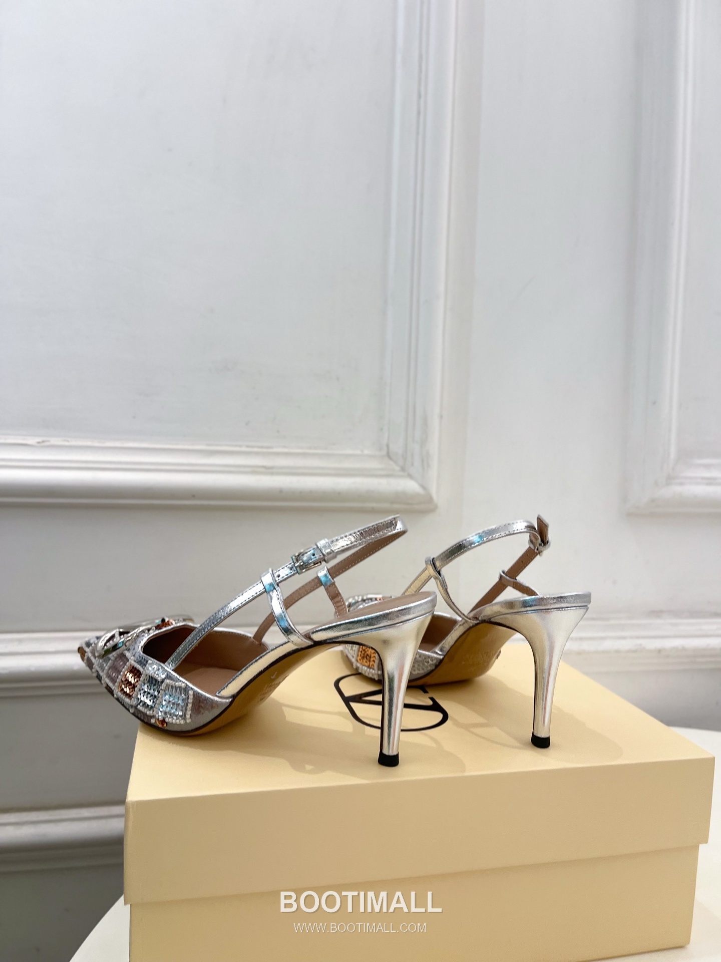 Valentino V Logo Sequin Pointed Toe Stiletto High Heel Pumps Silver 발렌티노 V 로고 시퀸 포인티드 토 스틸레토 하이힐 펌프스 실버 8