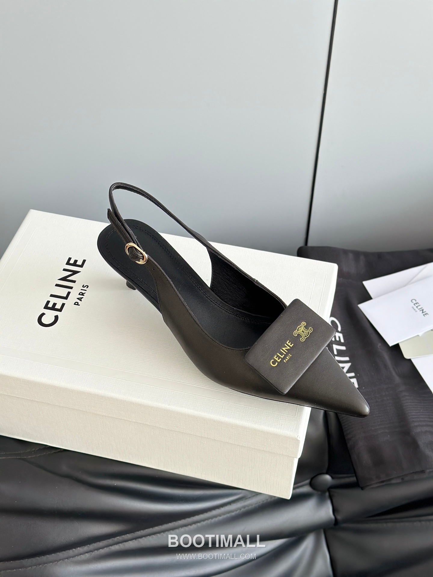 Celine Triomphe Pointed Toe High Heel Lambskin Mule Pumps 셀린느 트리옹프 포인티드 토 하이힐 램스킨 뮬 펌프스 5