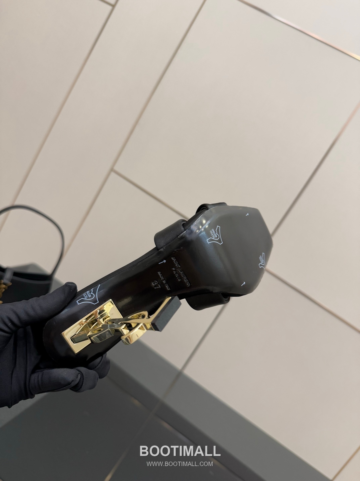 Saint Laurent YSL Logo Metallic Heel Silk Patent Leather Mule Sandals 생로랑 YSL 로고 메탈릭 힐 실크 페이턴트 레더 뮬 샌들 9