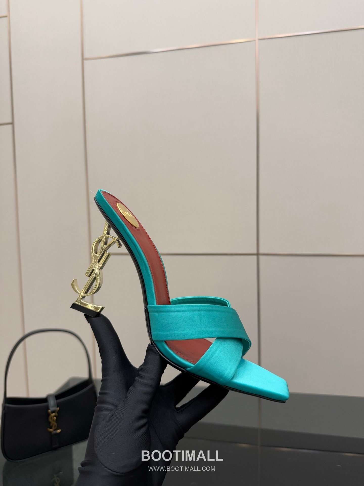 Saint Laurent YSL Logo Metallic Heel Silk Patent Leather Mule Sandals 생로랑 YSL 로고 메탈릭 힐 실크 페이턴트 레더 뮬 샌들 7