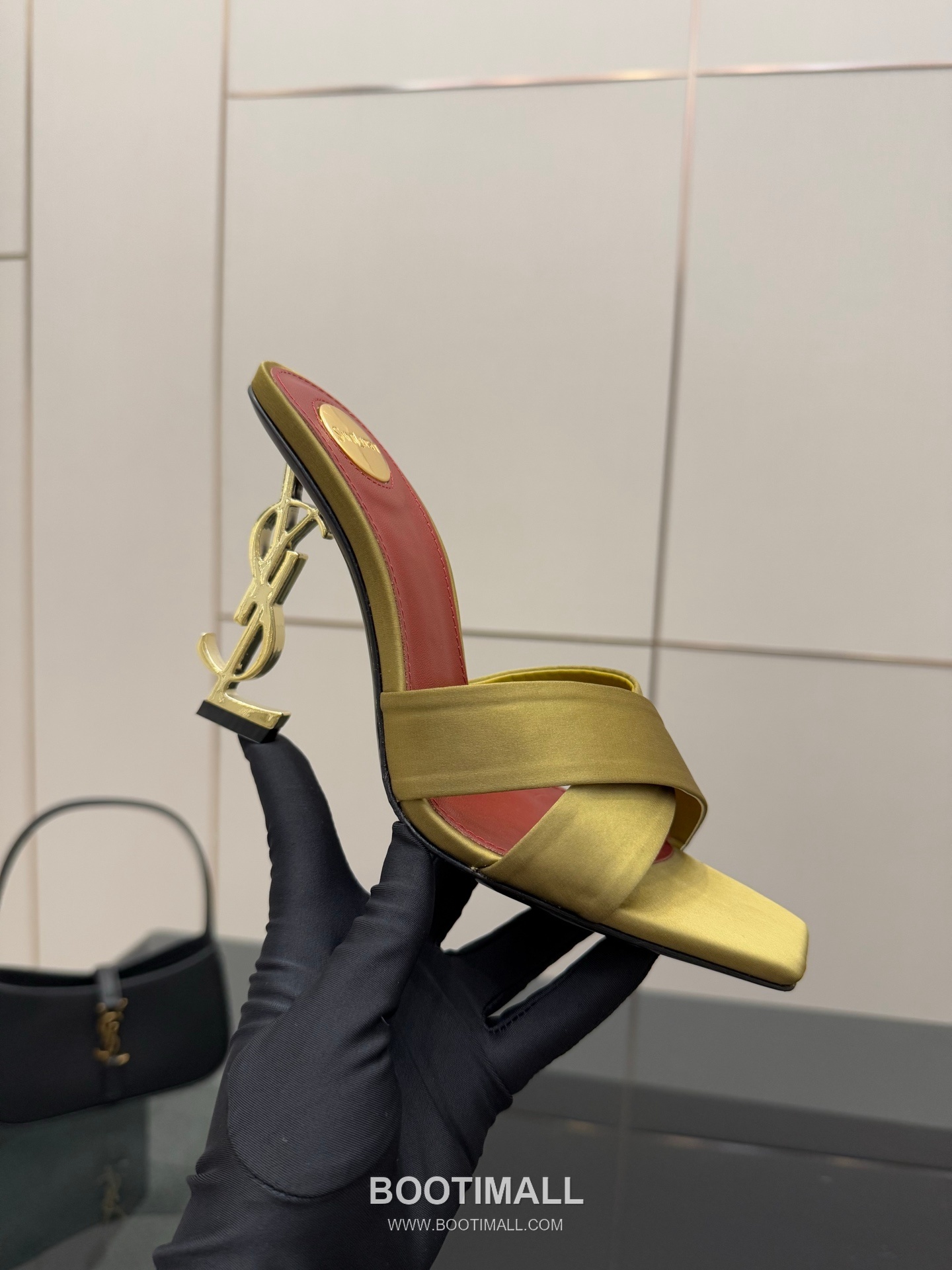 Saint Laurent YSL Logo Metallic Heel Silk Patent Leather Mule Sandals 생로랑 YSL 로고 메탈릭 힐 실크 페이턴트 레더 뮬 샌들 7