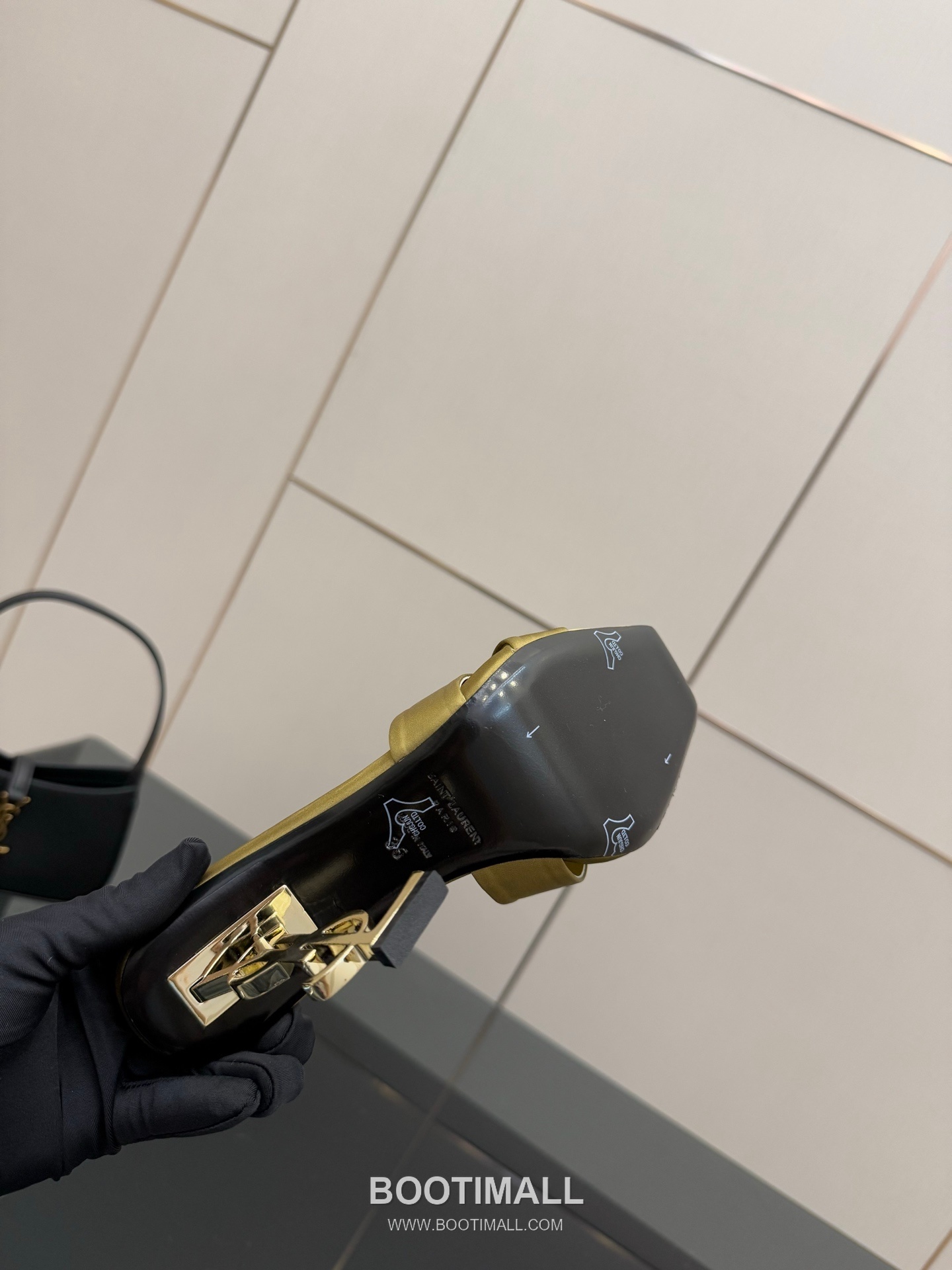 Saint Laurent YSL Logo Metallic Heel Silk Patent Leather Mule Sandals 생로랑 YSL 로고 메탈릭 힐 실크 페이턴트 레더 뮬 샌들 9