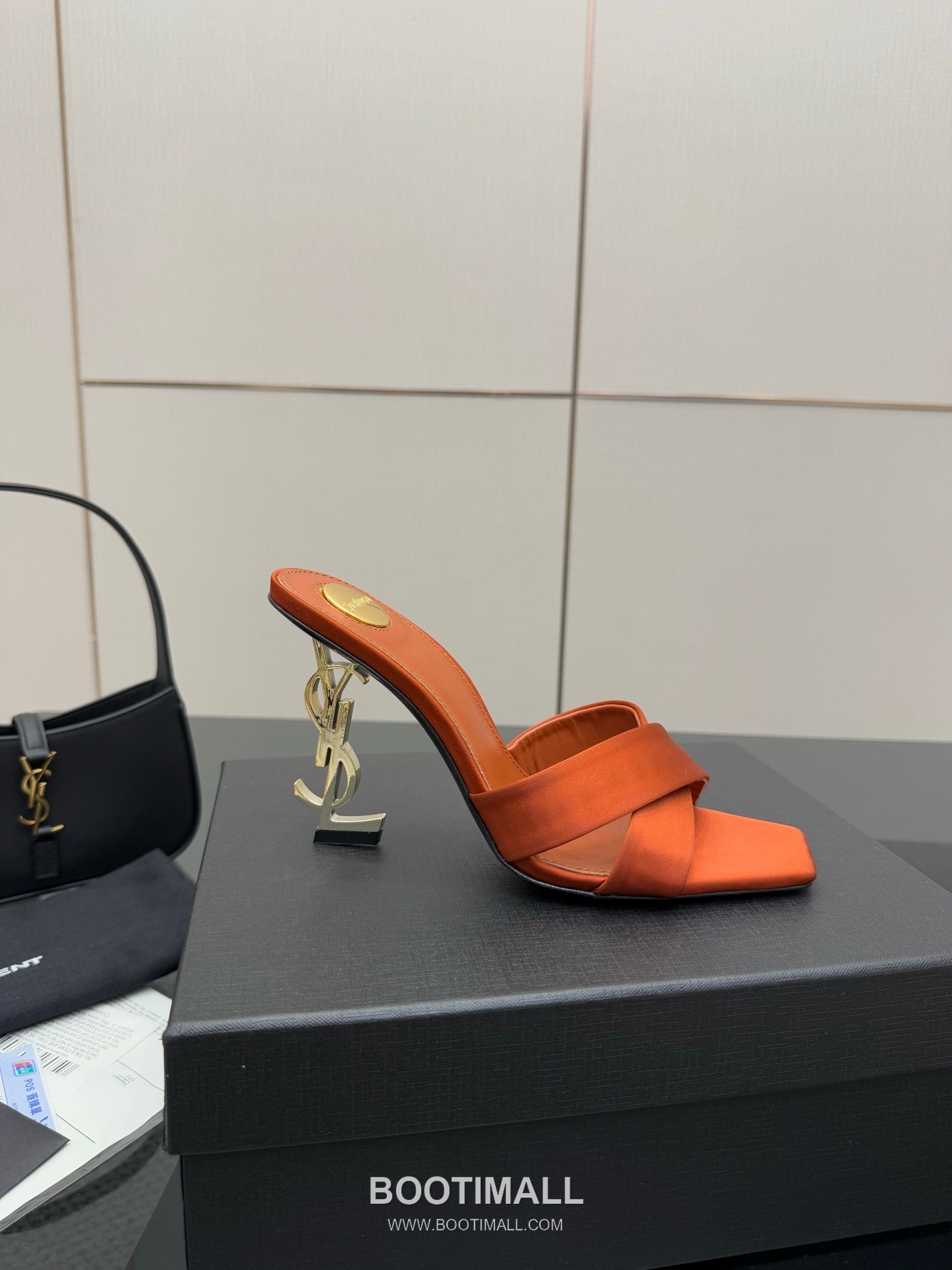 Saint Laurent YSL Logo Metallic Heel Silk Patent Leather Mule Sandals 생로랑 YSL 로고 메탈릭 힐 실크 페이턴트 레더 뮬 샌들 5