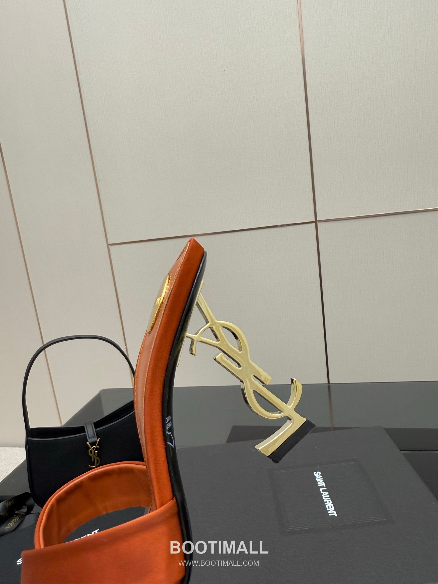 Saint Laurent YSL Logo Metallic Heel Silk Patent Leather Mule Sandals 생로랑 YSL 로고 메탈릭 힐 실크 페이턴트 레더 뮬 샌들 6