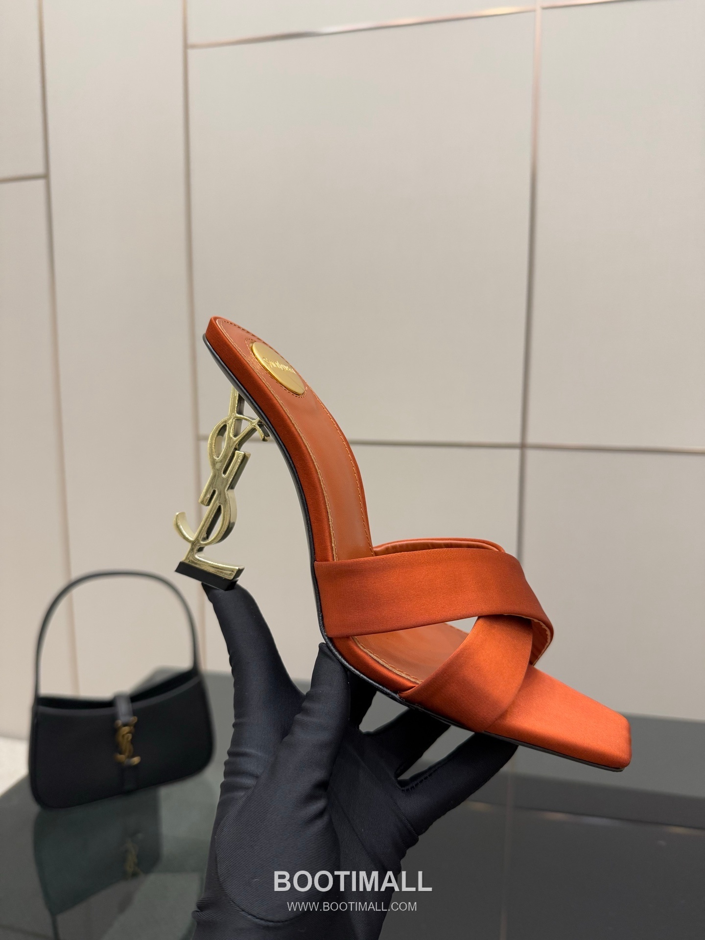 Saint Laurent YSL Logo Metallic Heel Silk Patent Leather Mule Sandals 생로랑 YSL 로고 메탈릭 힐 실크 페이턴트 레더 뮬 샌들 7