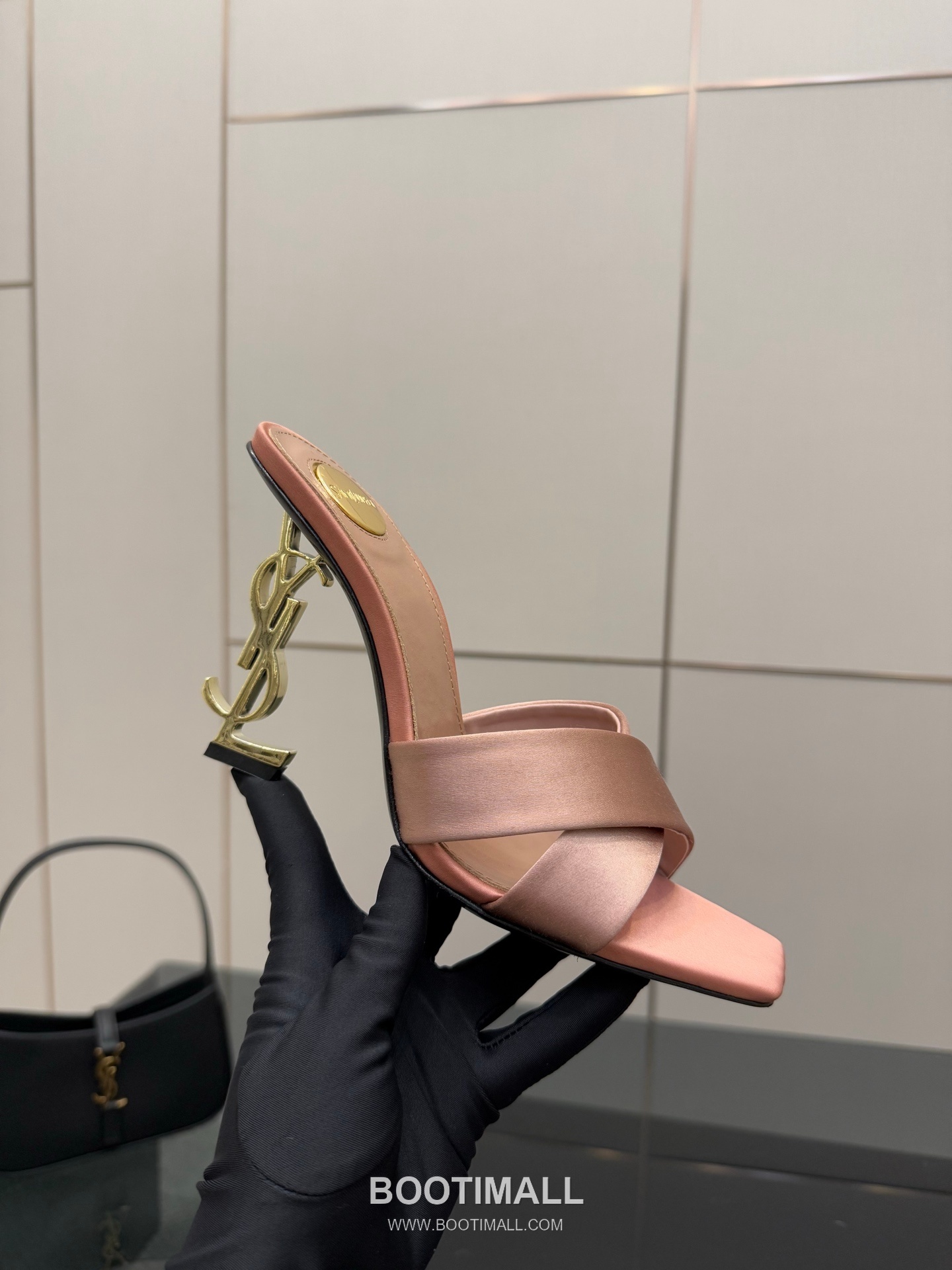 Saint Laurent YSL Logo Metallic Heel Silk Patent Leather Mule Sandals 생로랑 YSL 로고 메탈릭 힐 실크 페이턴트 레더 뮬 샌들 7