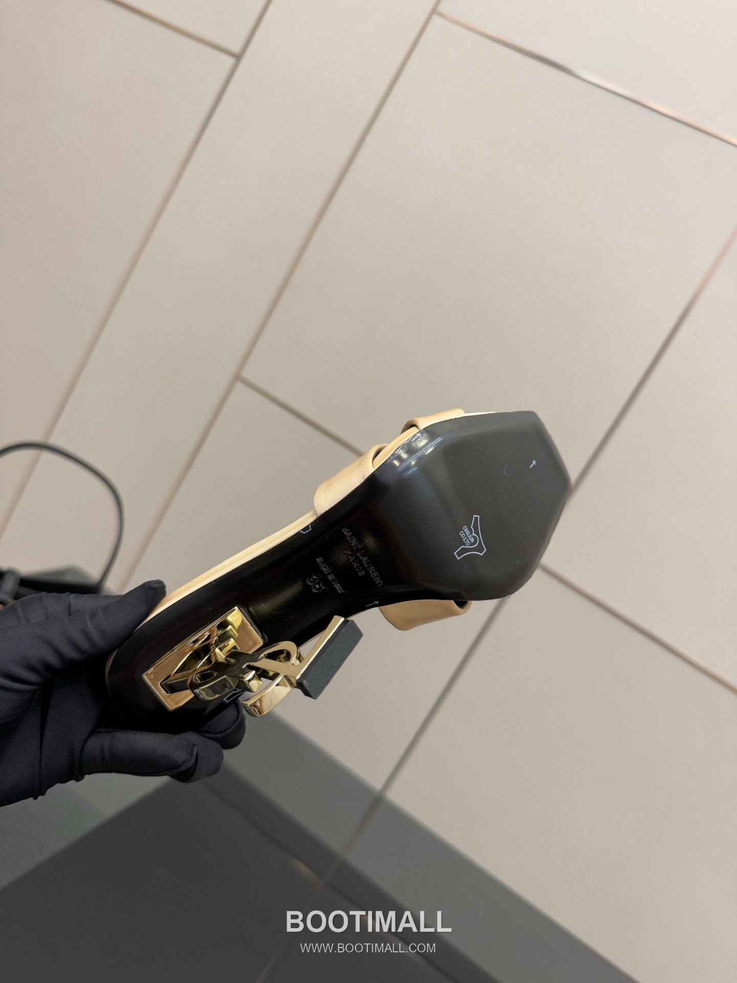 Saint Laurent YSL Logo Metallic Heel Silk Patent Leather Mule Sandals 생로랑 YSL 로고 메탈릭 힐 실크 페이턴트 레더 뮬 샌들 9