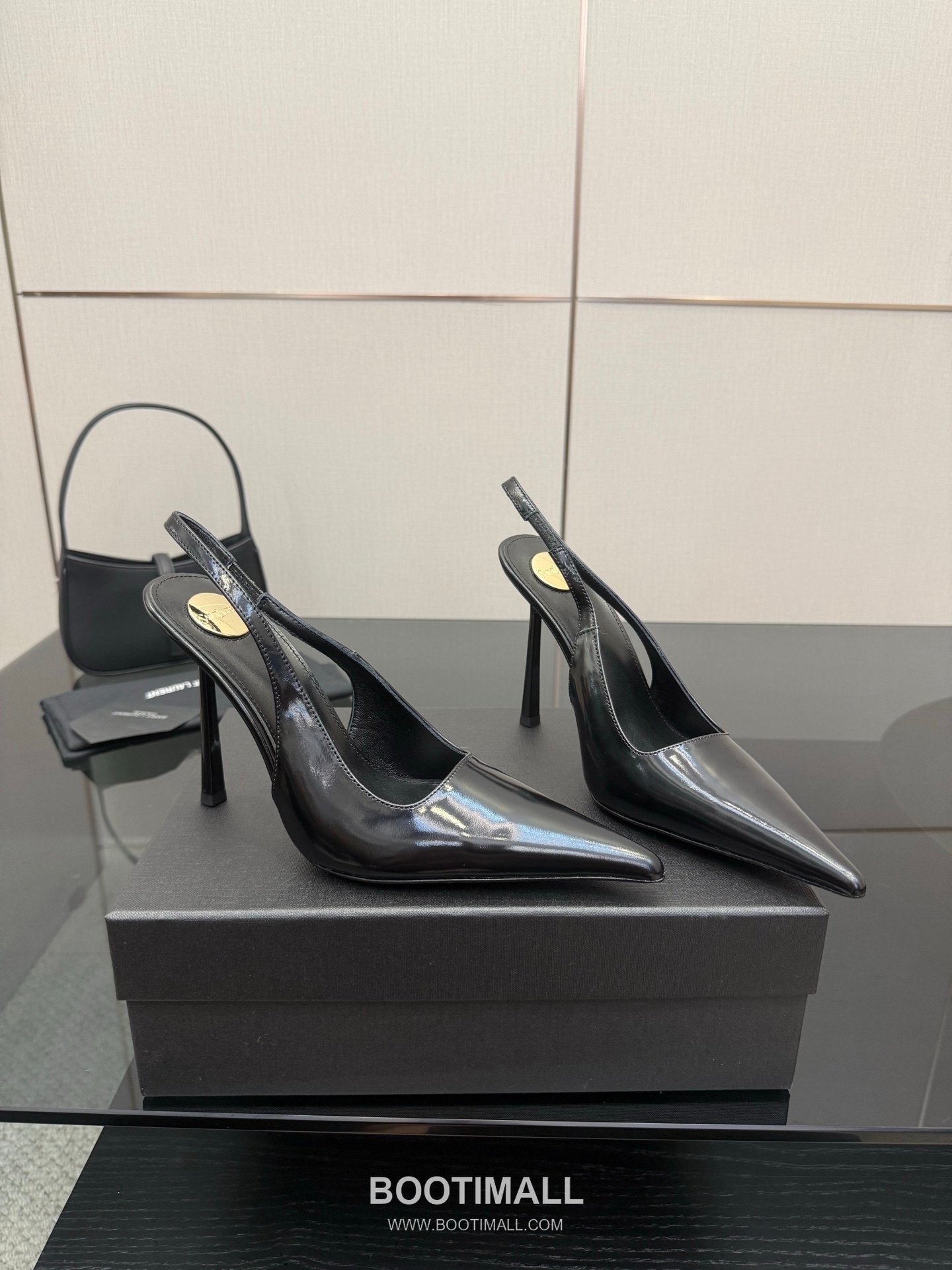 Saint Laurent YSL Chain Detail Pointed Toe High Heel Slingback Pumps 생로랑 YSL 체인 디테일 포인티드 토 하이힐 슬링백 펌프스 2