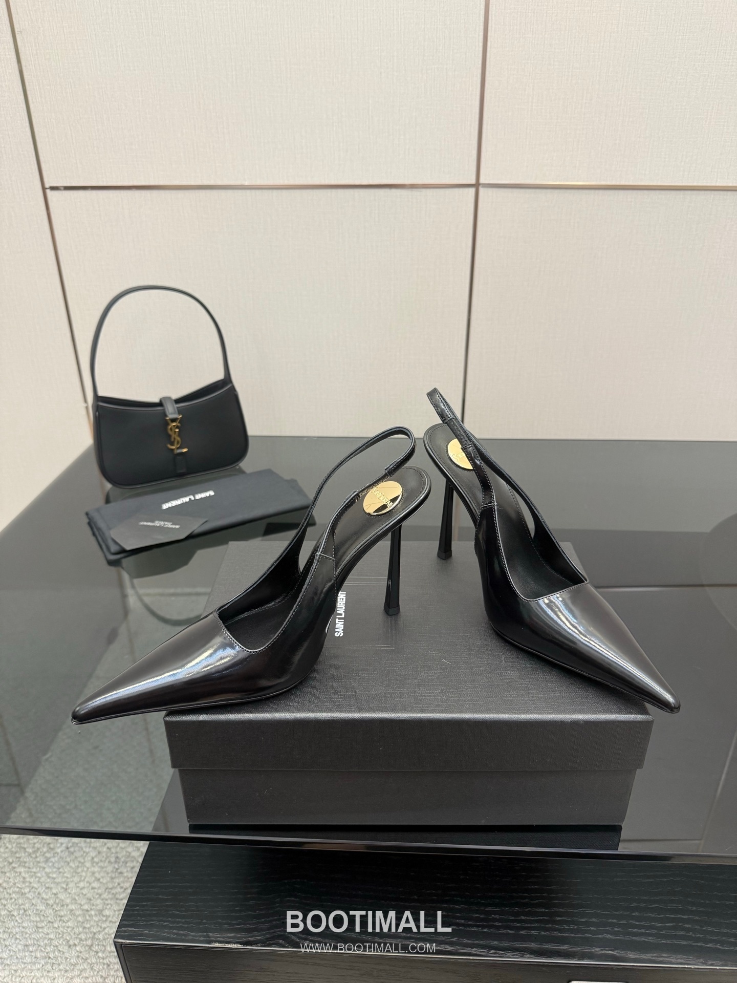 Saint Laurent YSL Chain Detail Pointed Toe High Heel Slingback Pumps 생로랑 YSL 체인 디테일 포인티드 토 하이힐 슬링백 펌프스 3