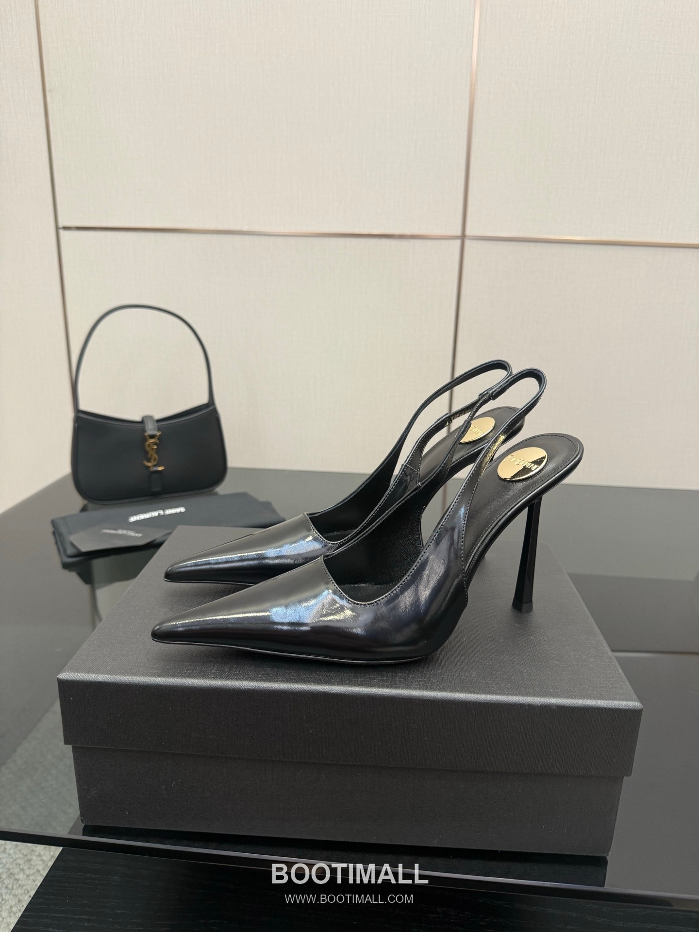 Saint Laurent YSL Chain Detail Pointed Toe High Heel Slingback Pumps 생로랑 YSL 체인 디테일 포인티드 토 하이힐 슬링백 펌프스 4
