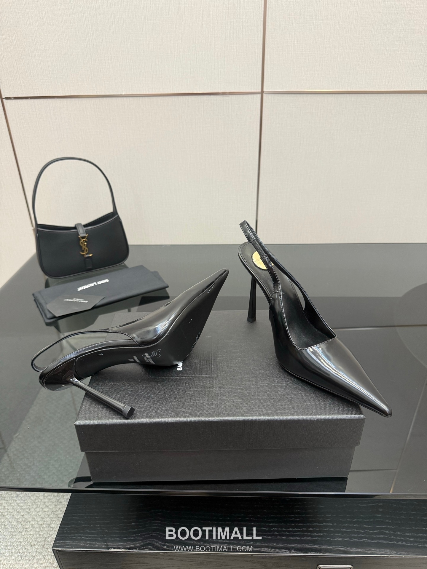 Saint Laurent YSL Chain Detail Pointed Toe High Heel Slingback Pumps 생로랑 YSL 체인 디테일 포인티드 토 하이힐 슬링백 펌프스 5