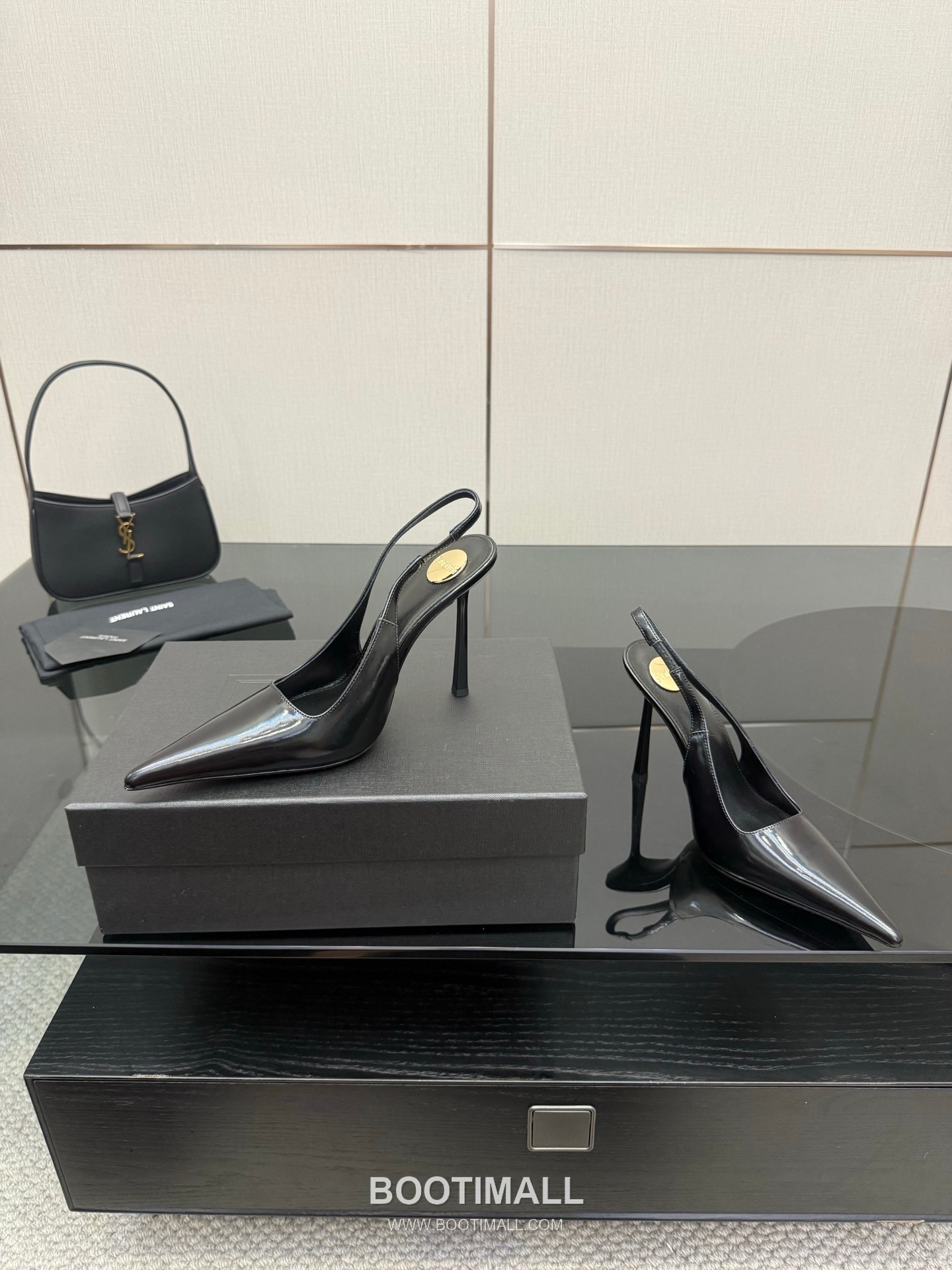 Saint Laurent YSL Chain Detail Pointed Toe High Heel Slingback Pumps 생로랑 YSL 체인 디테일 포인티드 토 하이힐 슬링백 펌프스 6