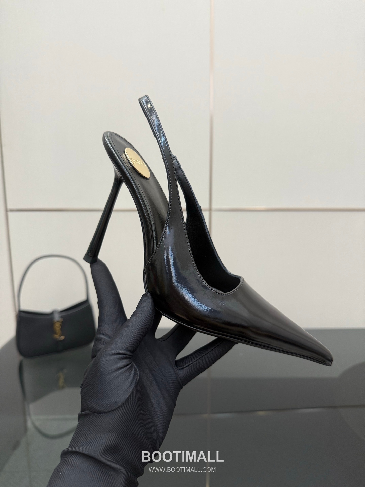 Saint Laurent YSL Chain Detail Pointed Toe High Heel Slingback Pumps 생로랑 YSL 체인 디테일 포인티드 토 하이힐 슬링백 펌프스 7