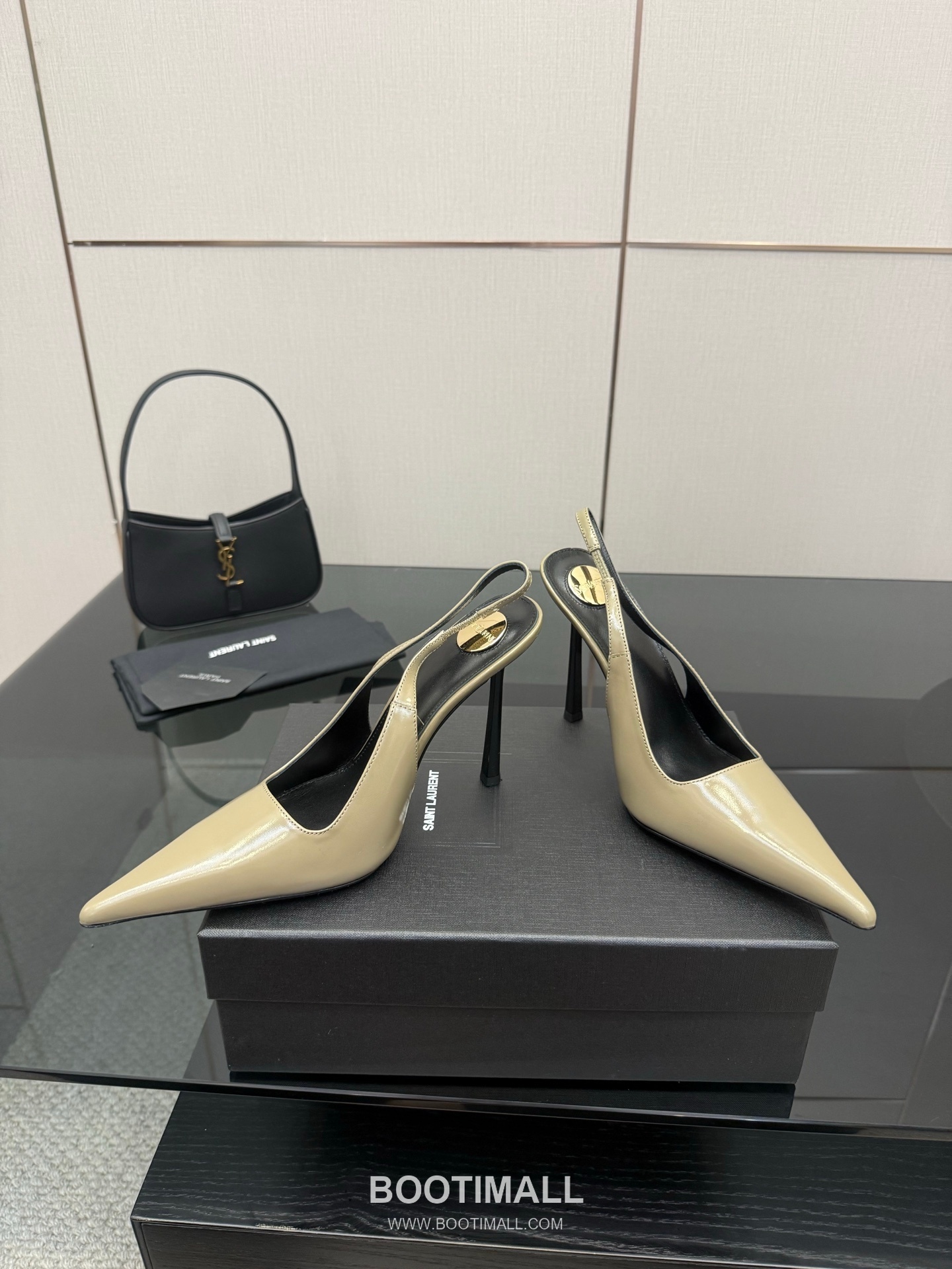 Saint Laurent YSL Chain Detail Pointed Toe High Heel Slingback Pumps 생로랑 YSL 체인 디테일 포인티드 토 하이힐 슬링백 펌프스 3