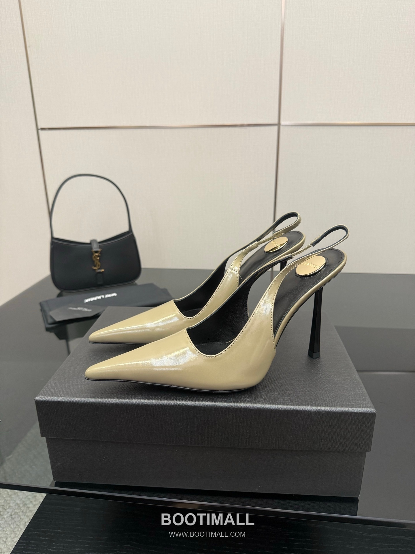 Saint Laurent YSL Chain Detail Pointed Toe High Heel Slingback Pumps 생로랑 YSL 체인 디테일 포인티드 토 하이힐 슬링백 펌프스 4