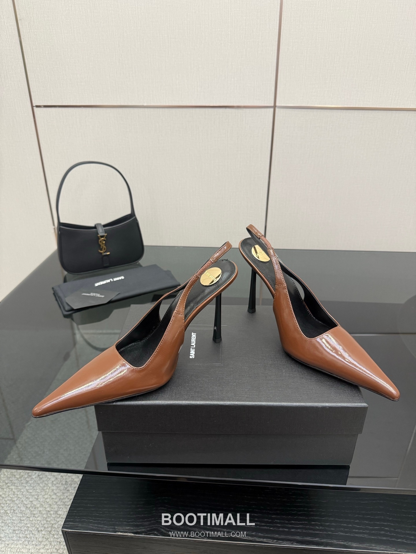 Saint Laurent YSL Chain Detail Pointed Toe High Heel Slingback Pumps 생로랑 YSL 체인 디테일 포인티드 토 하이힐 슬링백 펌프스 3