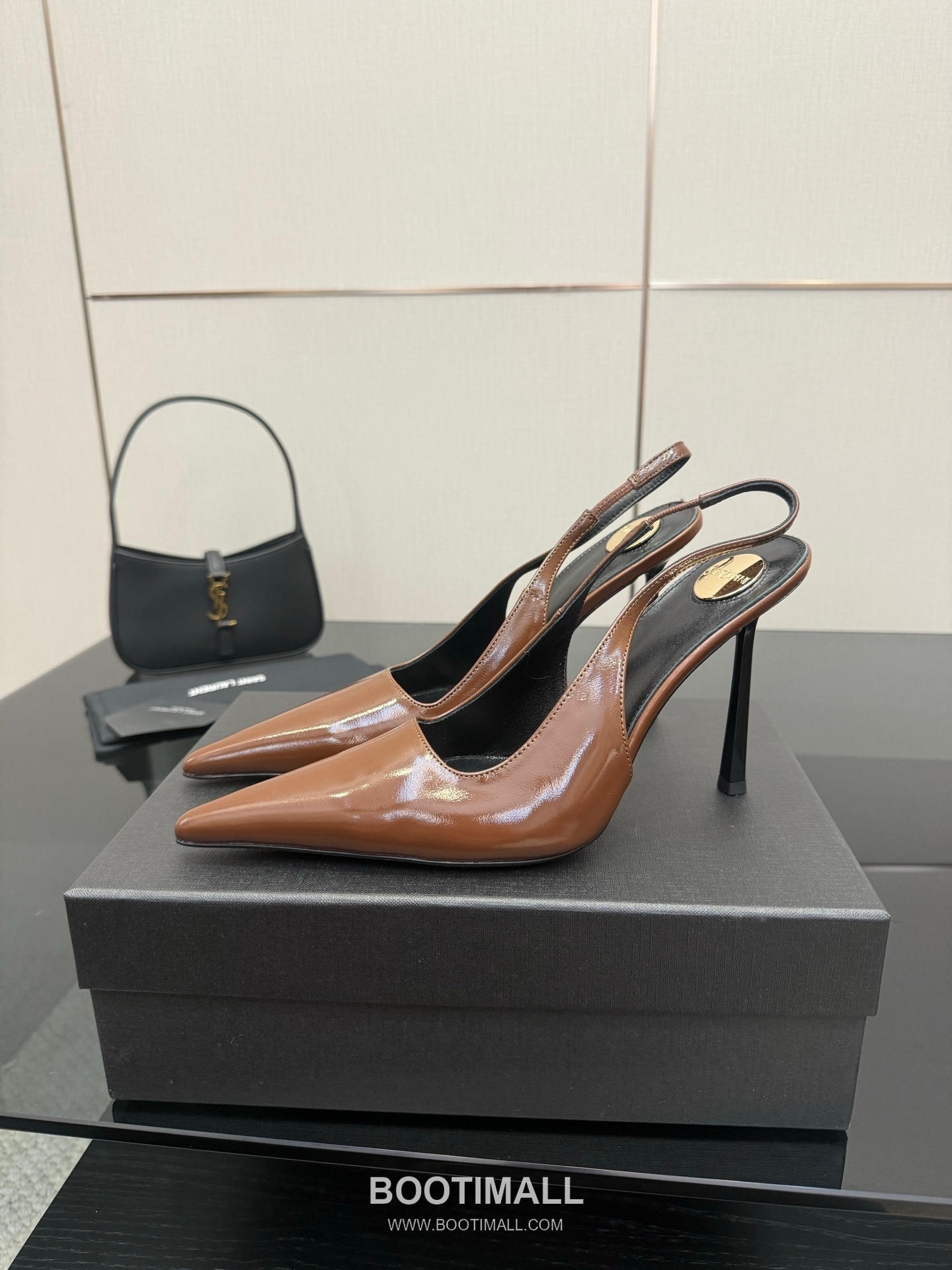 Saint Laurent YSL Chain Detail Pointed Toe High Heel Slingback Pumps 생로랑 YSL 체인 디테일 포인티드 토 하이힐 슬링백 펌프스 4