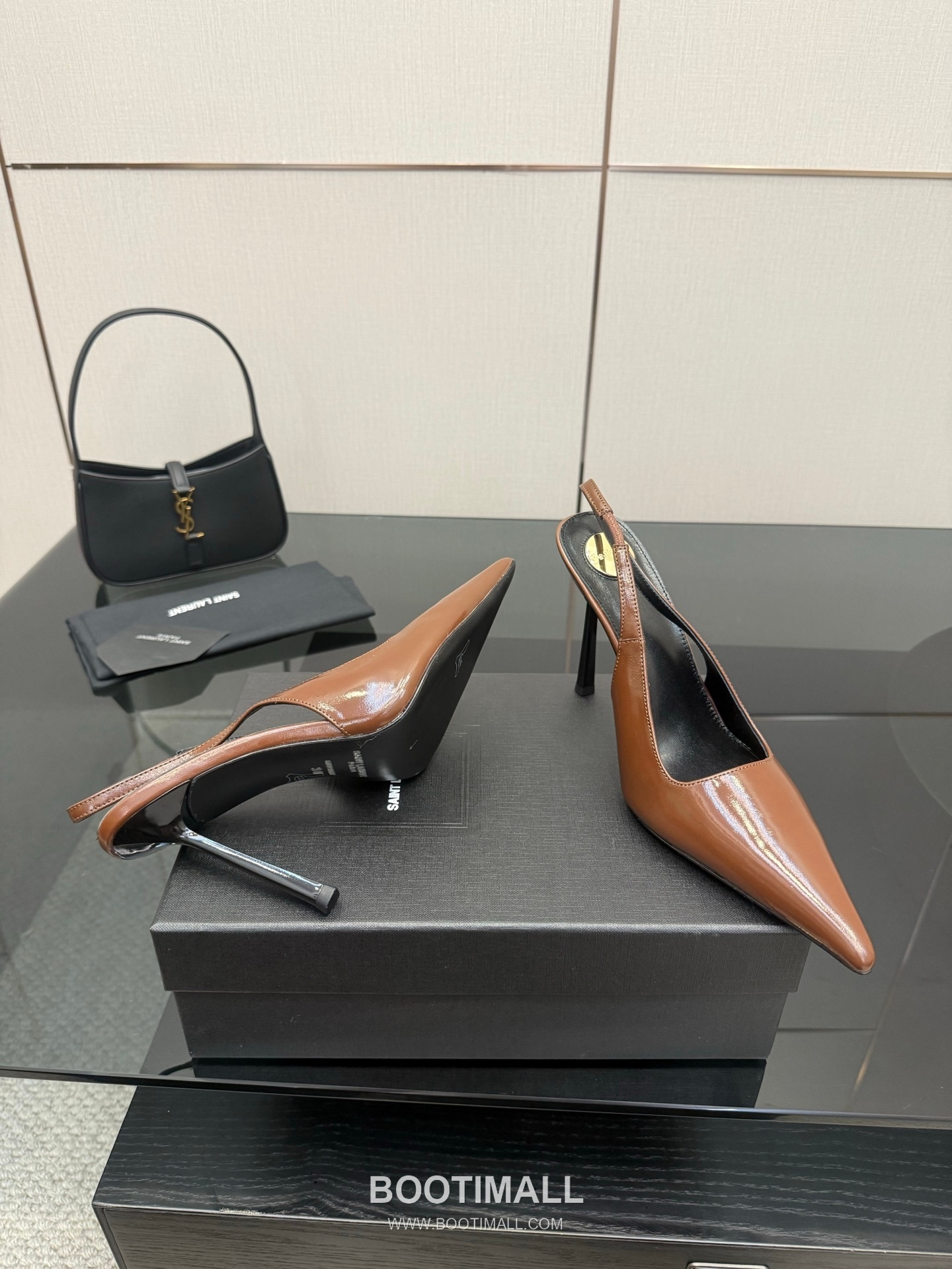 Saint Laurent YSL Chain Detail Pointed Toe High Heel Slingback Pumps 생로랑 YSL 체인 디테일 포인티드 토 하이힐 슬링백 펌프스 5