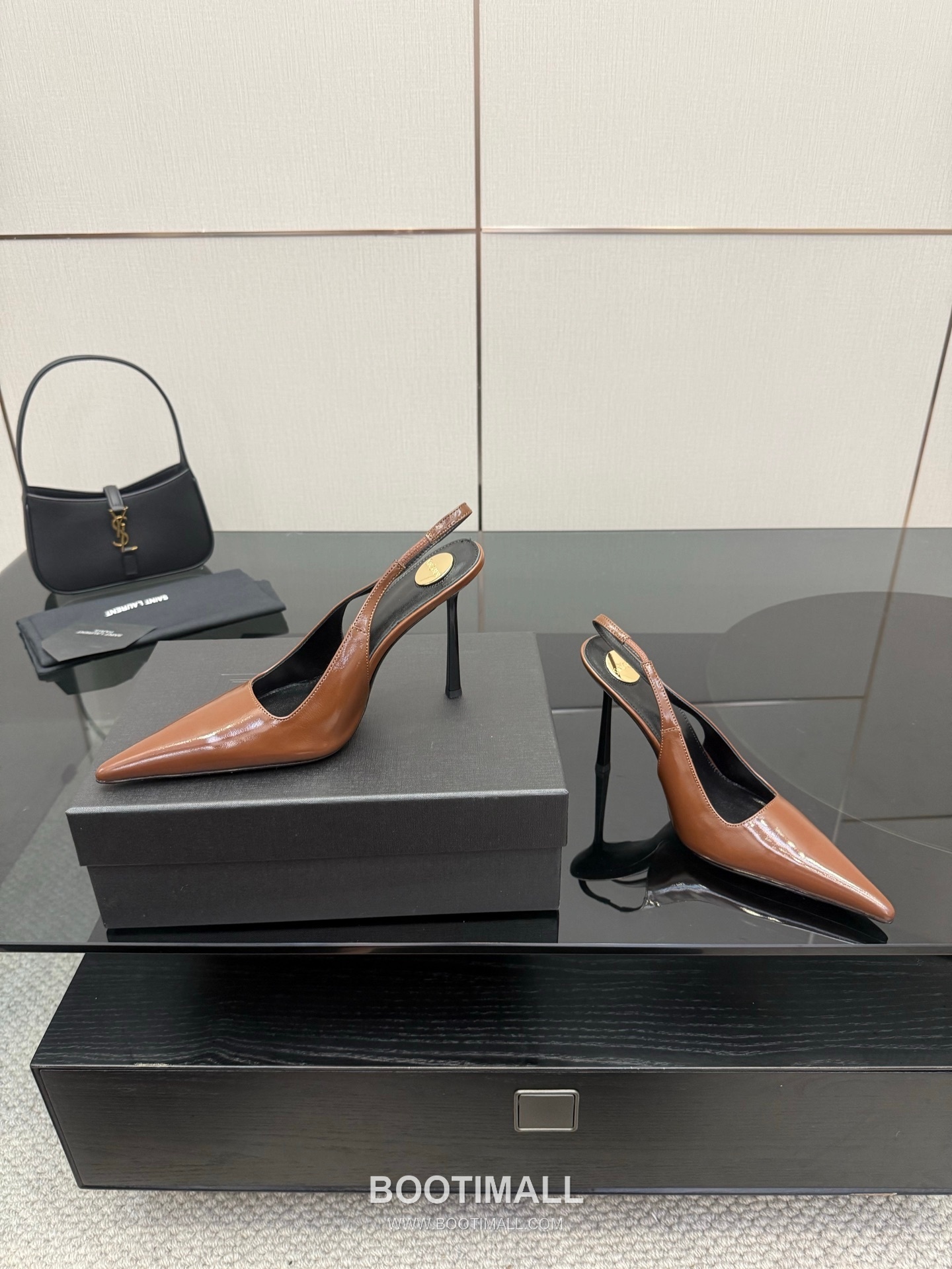 Saint Laurent YSL Chain Detail Pointed Toe High Heel Slingback Pumps 생로랑 YSL 체인 디테일 포인티드 토 하이힐 슬링백 펌프스 6