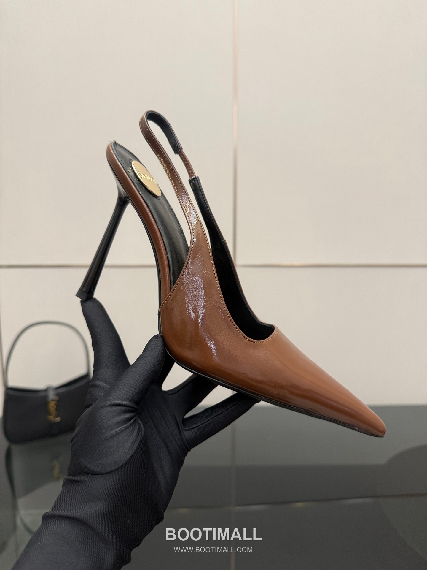 Saint Laurent YSL Chain Detail Pointed Toe High Heel Slingback Pumps 생로랑 YSL 체인 디테일 포인티드 토 하이힐 슬링백 펌프스 7