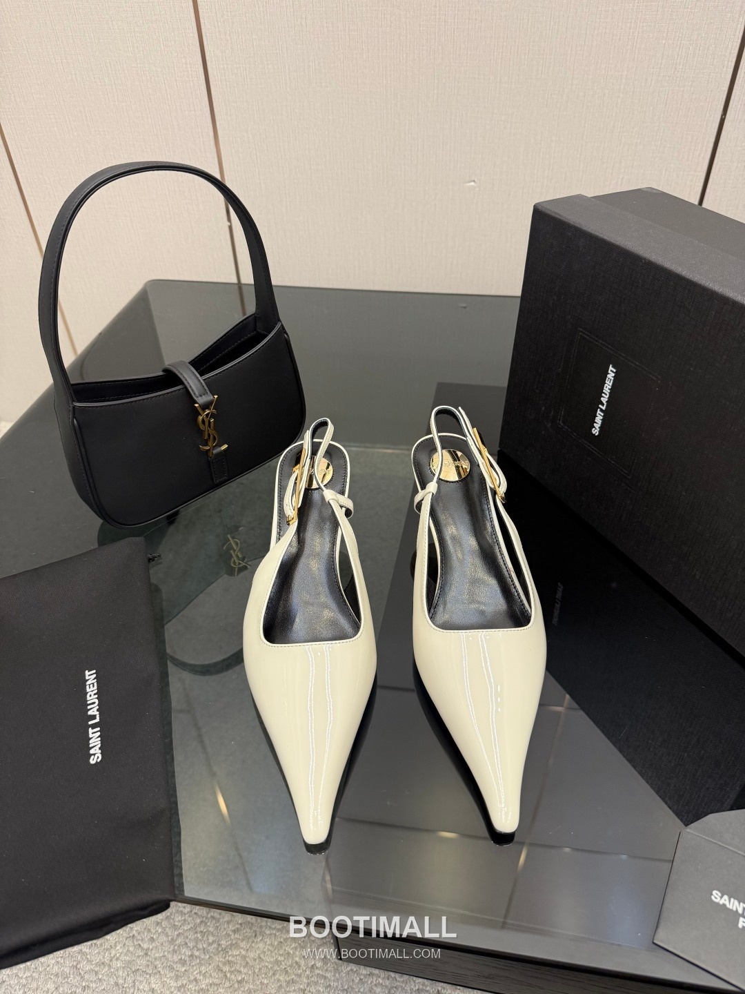 Saint Laurent YSL Chain Detail Pointed Toe High Heel Slingback Pumps 생로랑 YSL 체인 디테일 포인티드 토 하이힐 슬링백 펌프스 1